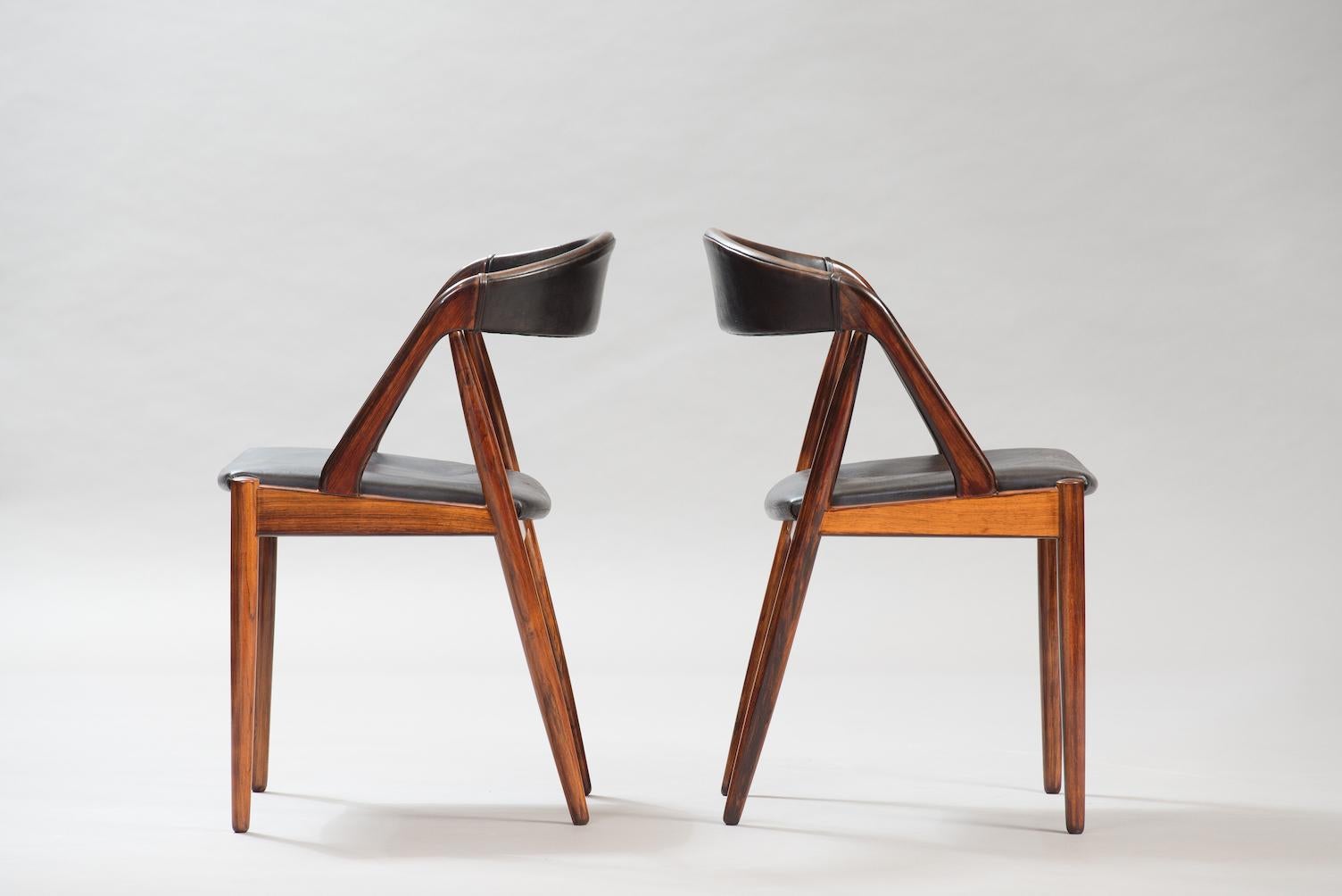 Scandinavian Modern Set of Six Kai Kristiansen Dining Chairs by Schou Andersen
