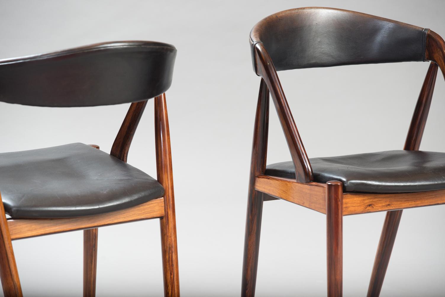 Varnished Set of Six Kai Kristiansen Dining Chairs by Schou Andersen