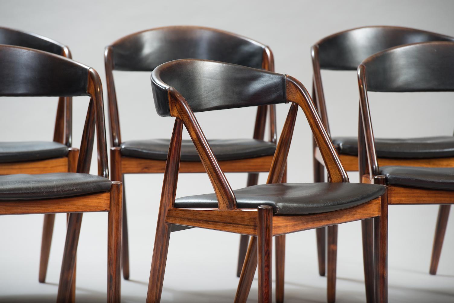 Set of Six Kai Kristiansen Dining Chairs by Schou Andersen In Excellent Condition In Porto, PT