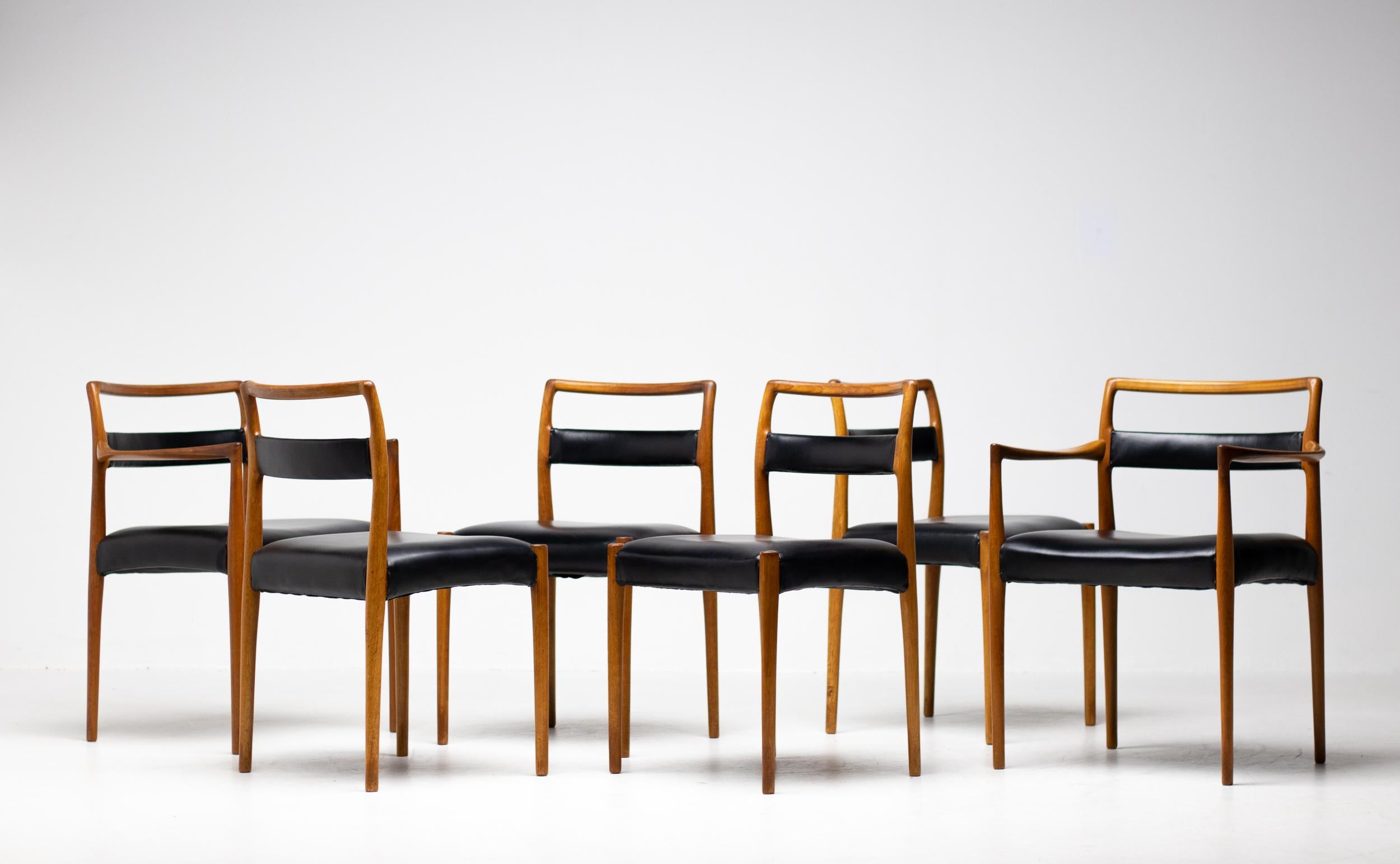 Sedie da pranzo Kai Kristiansen Design scandinavo metà secolo moderno scultoreo in vendita 13