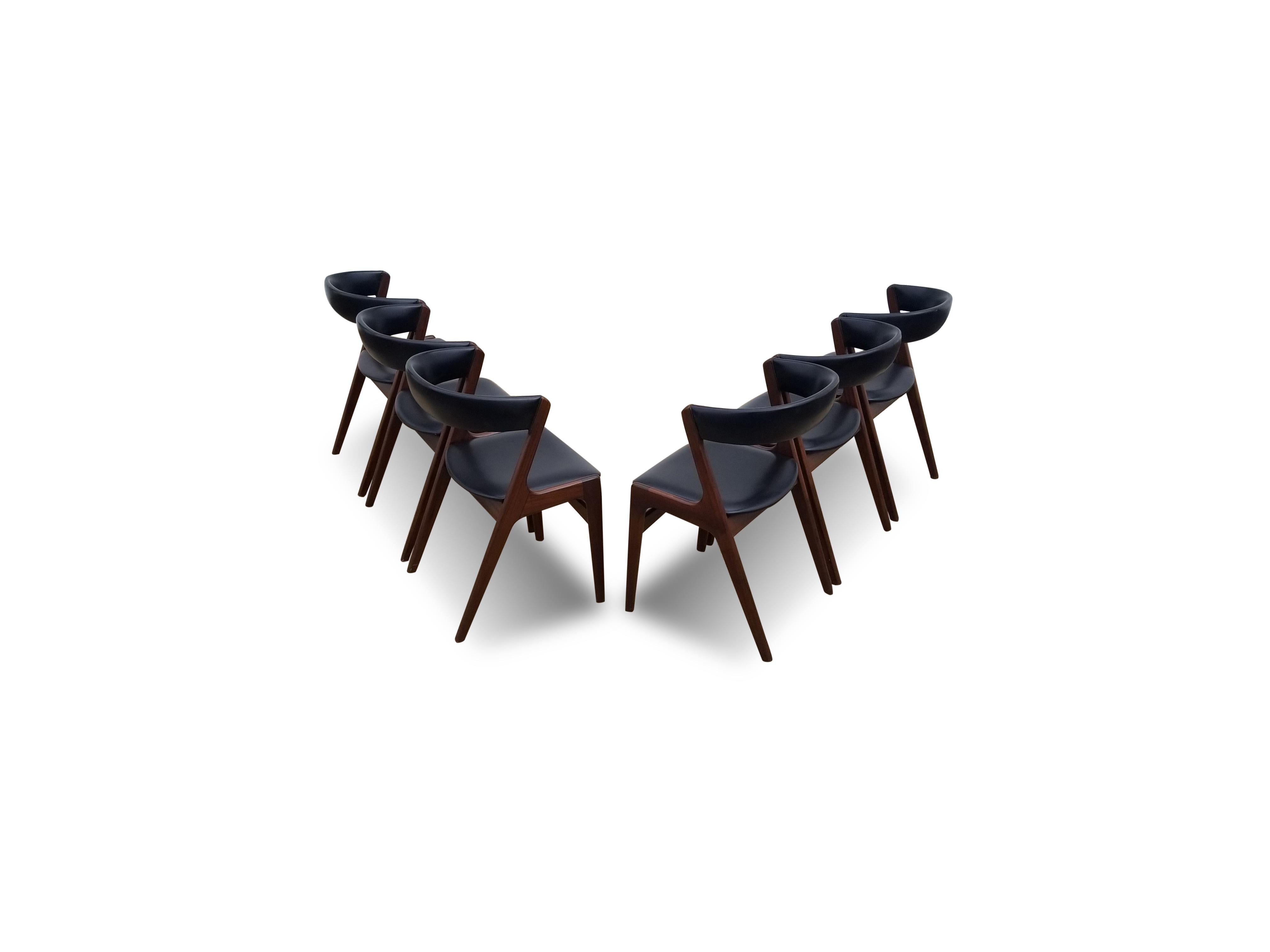 Mid-Century Modern Set of Six Kai Kristiansen Dining Chairs