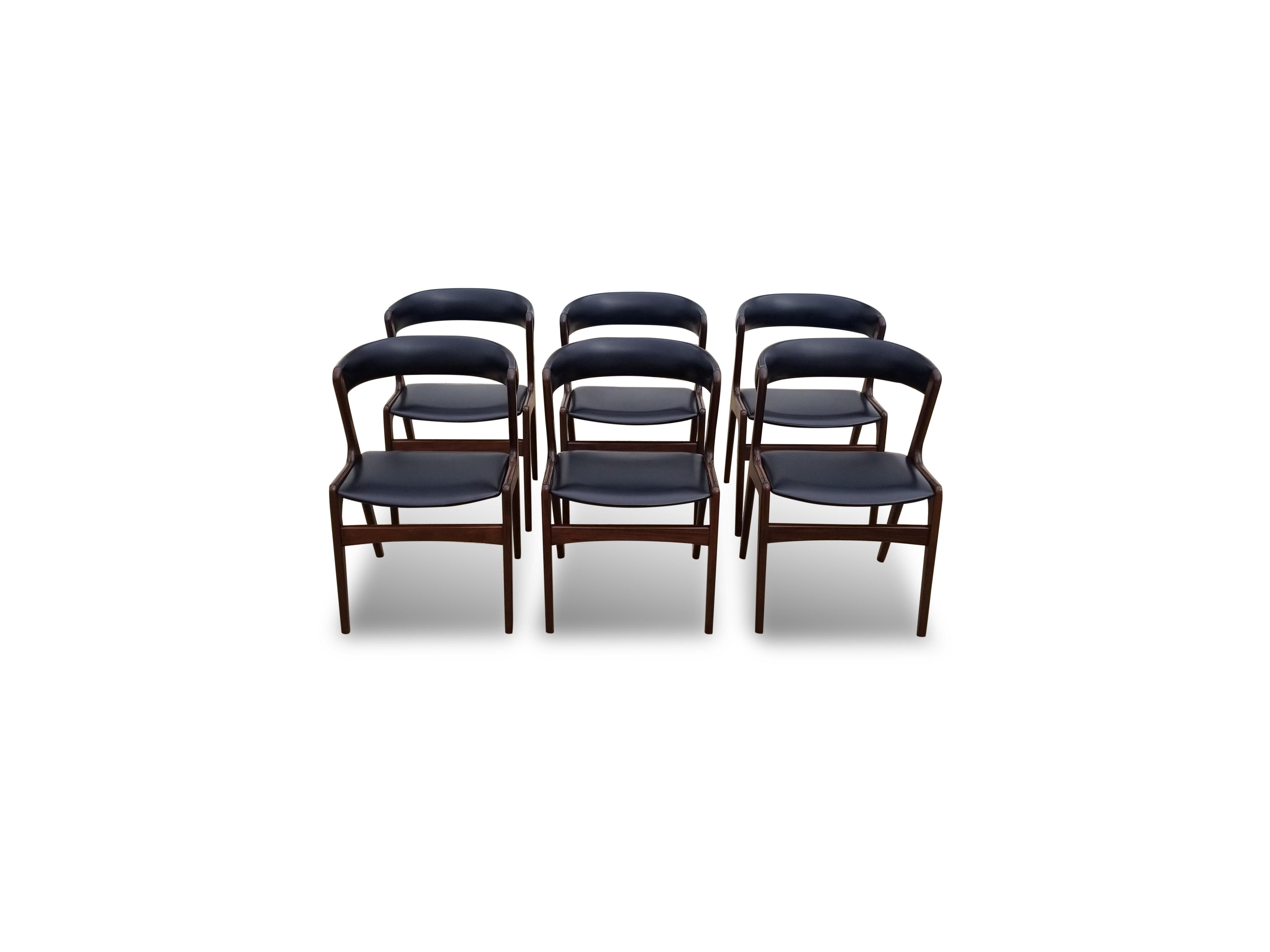 Danish Set of Six Kai Kristiansen Dining Chairs