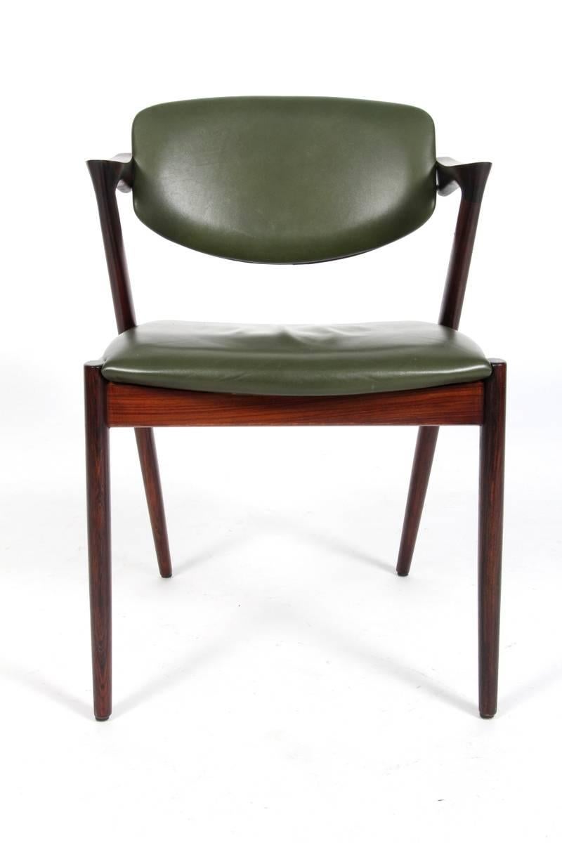 Scandinavian Modern Set of Six Kai Kristiansen Dining Chairs Model 42