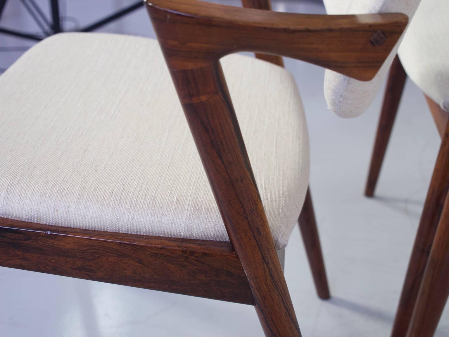 Fabric Set of Six Kai Kristiansen Dining Chairs, Model 42