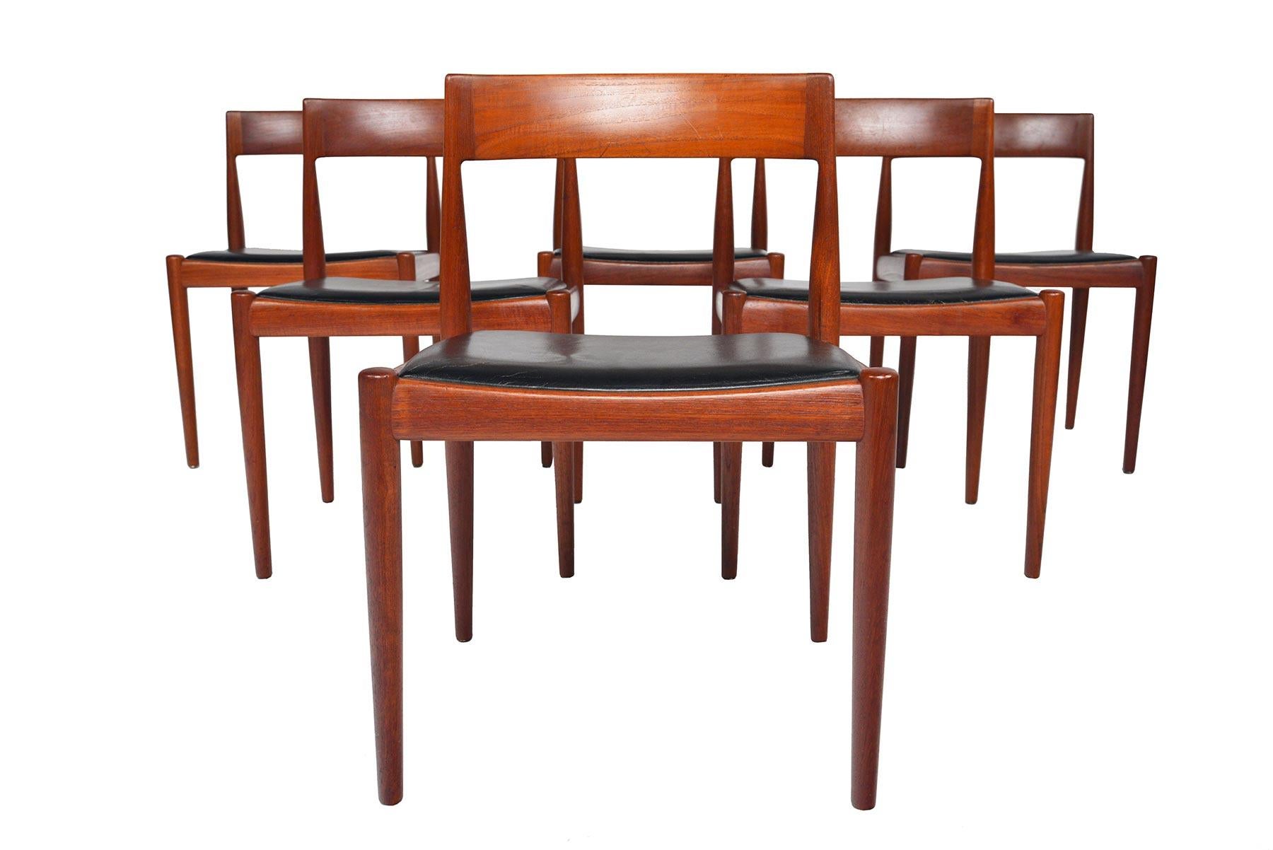 Scandinavian Modern Set of Six Kai Kristiansen for Fritz Hansen Teak Dining Chairs