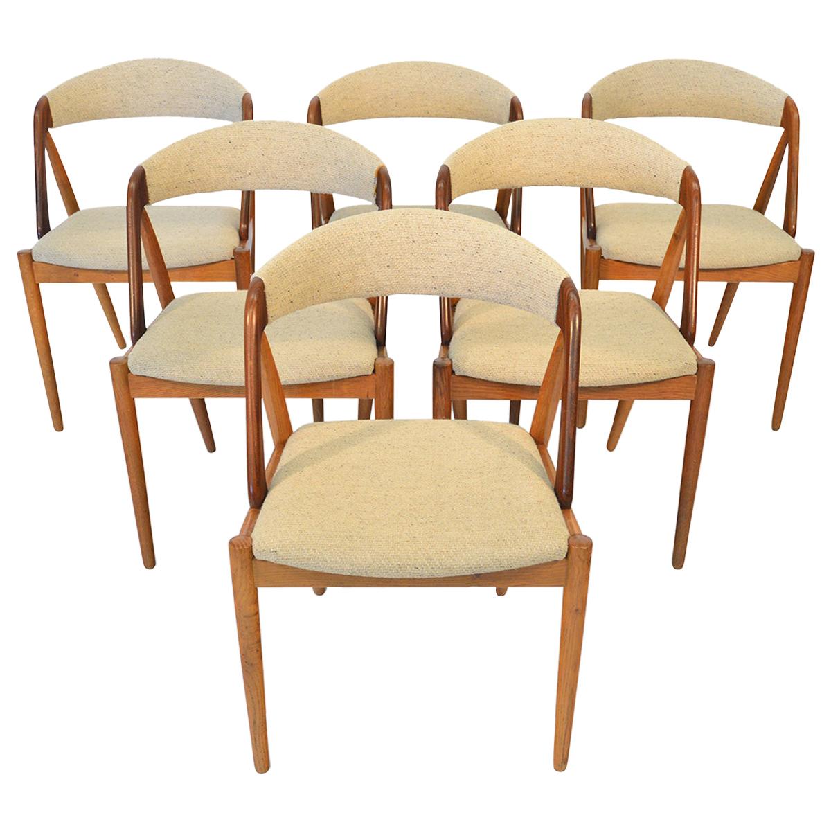 Set of Six Kai Kristiansen Model 31 Dining Chairs in Oak and Afromosia