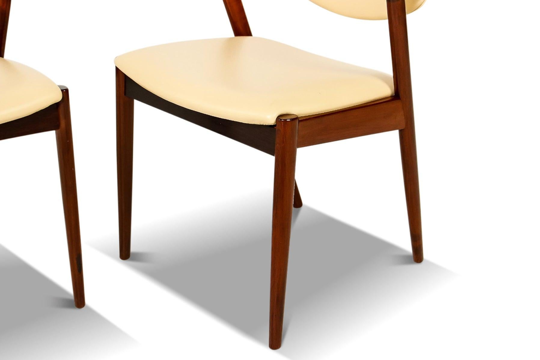 Mid-Century Modern Set of Six Kai Kristiansen Model 42 Dining Chairs in Rosewood