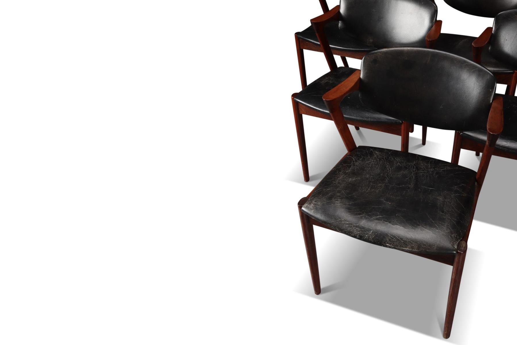 20th Century Set of Six Kai Kristiansen Model 42 Dining Chairs in Rosewood For Sale