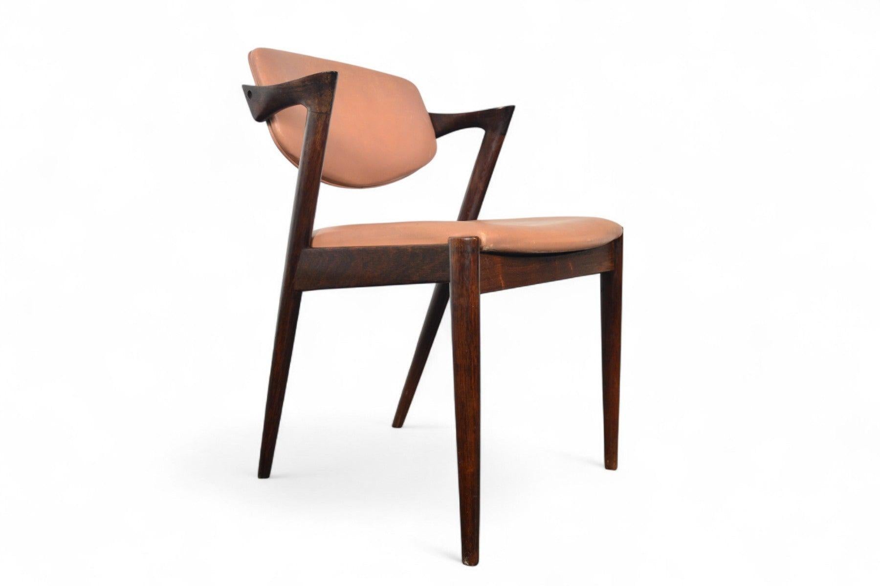 Juego de seis sillas de comedor Kai Kristiansen Model 42 de palisandro siglo XX en venta