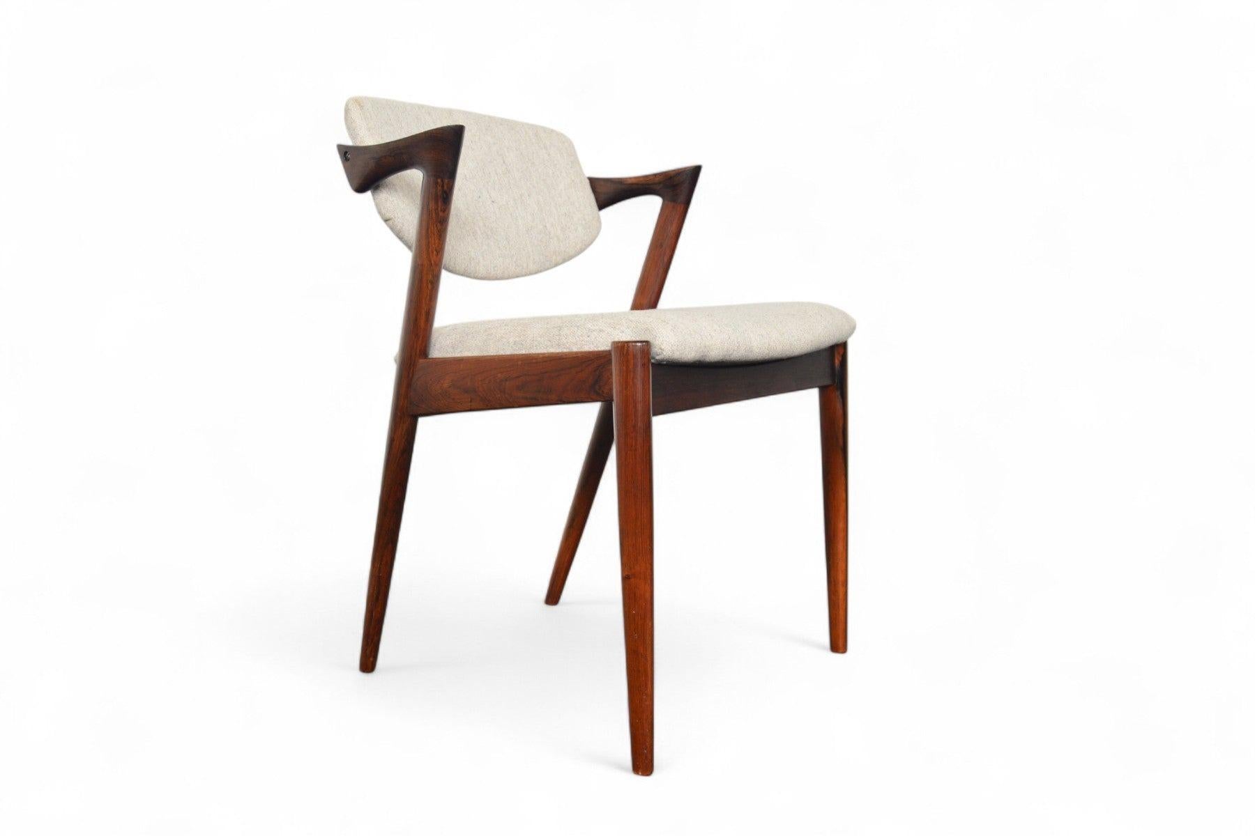 Juego de seis sillas de comedor Kai Kristiansen Model 42 de palisandro Palo de rosa en venta