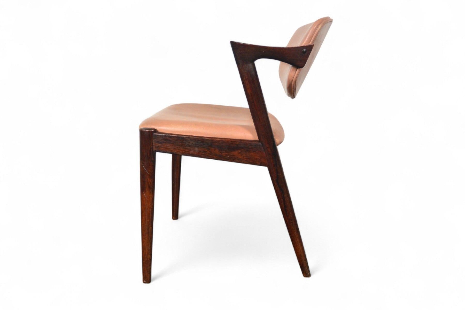 Juego de seis sillas de comedor Kai Kristiansen Model 42 de palisandro Palo de rosa en venta