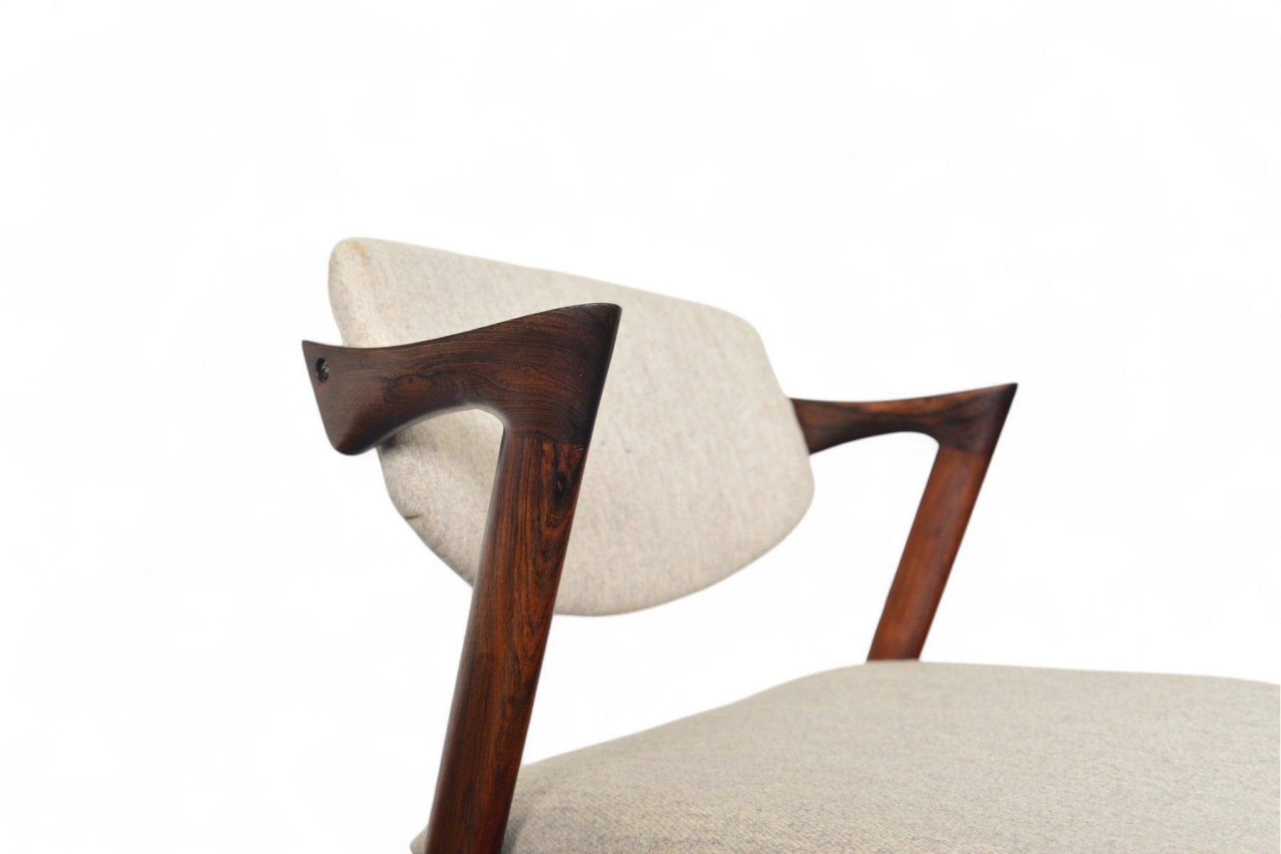Juego de seis sillas de comedor Kai Kristiansen Model 42 de palisandro en venta 1