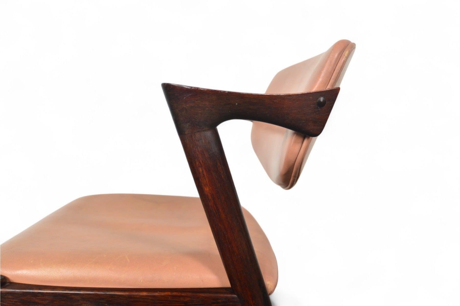 Juego de seis sillas de comedor Kai Kristiansen Model 42 de palisandro en venta 1