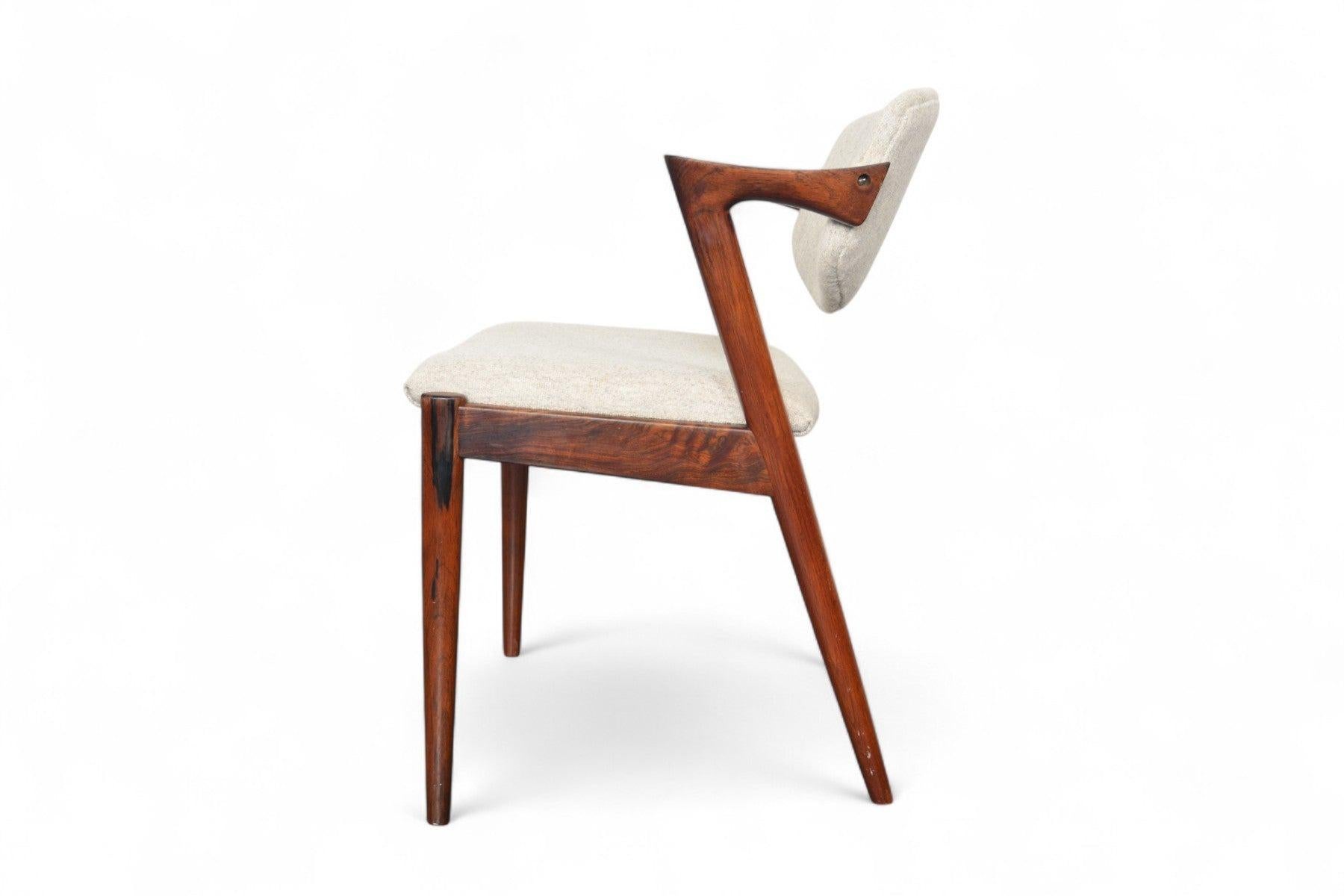Juego de seis sillas de comedor Kai Kristiansen Model 42 de palisandro en venta 2