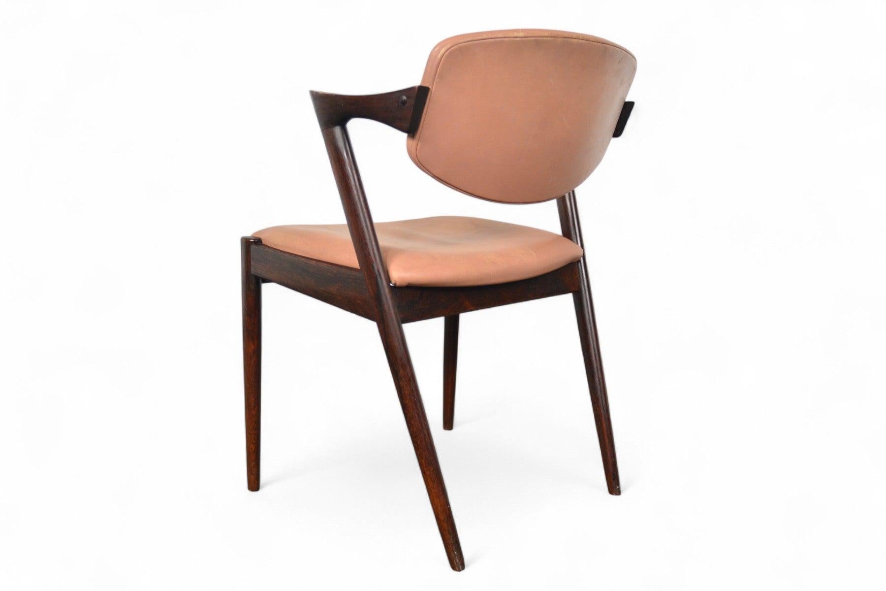 Juego de seis sillas de comedor Kai Kristiansen Model 42 de palisandro en venta 2