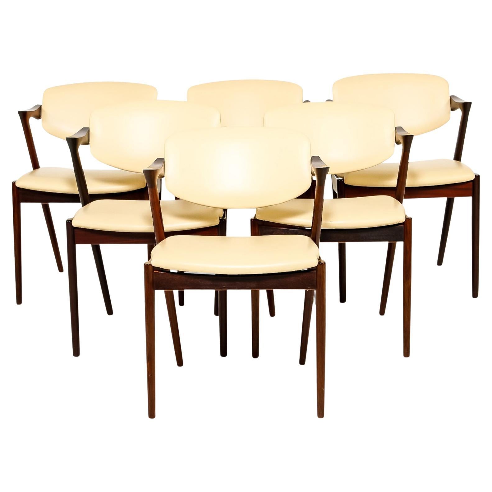 Set of Six Kai Kristiansen Model 42 Dining Chairs in Rosewood