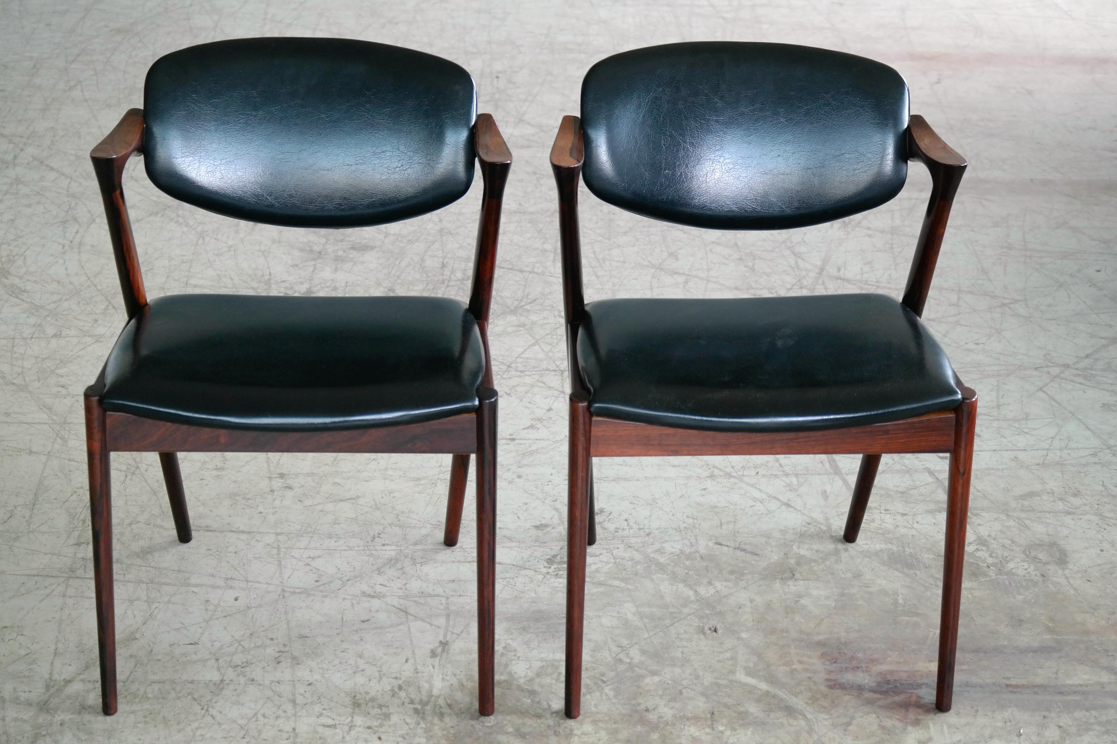Set of Six Kai Kristiansen Model 42 Rosewood Dining Chairs for Schou Andersen 4