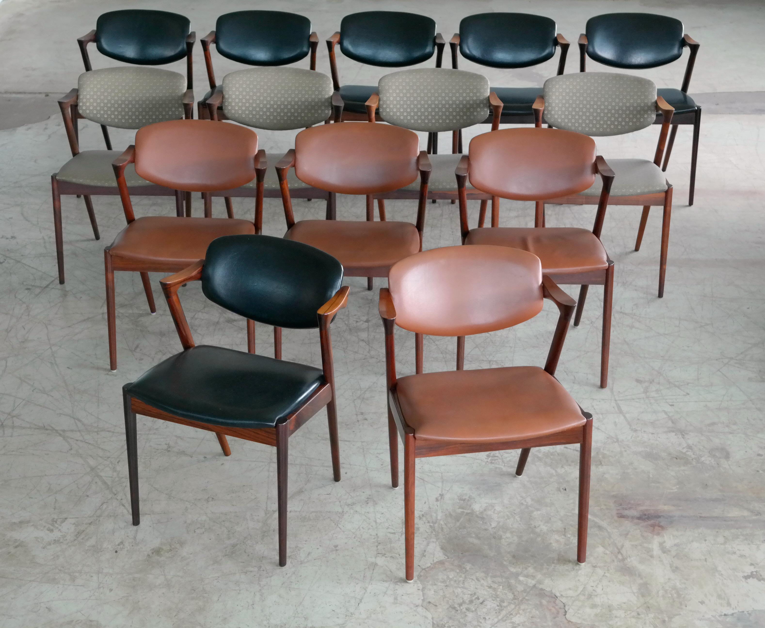 Set of Six Kai Kristiansen Model 42 Rosewood Dining Chairs for Schou Andersen 6