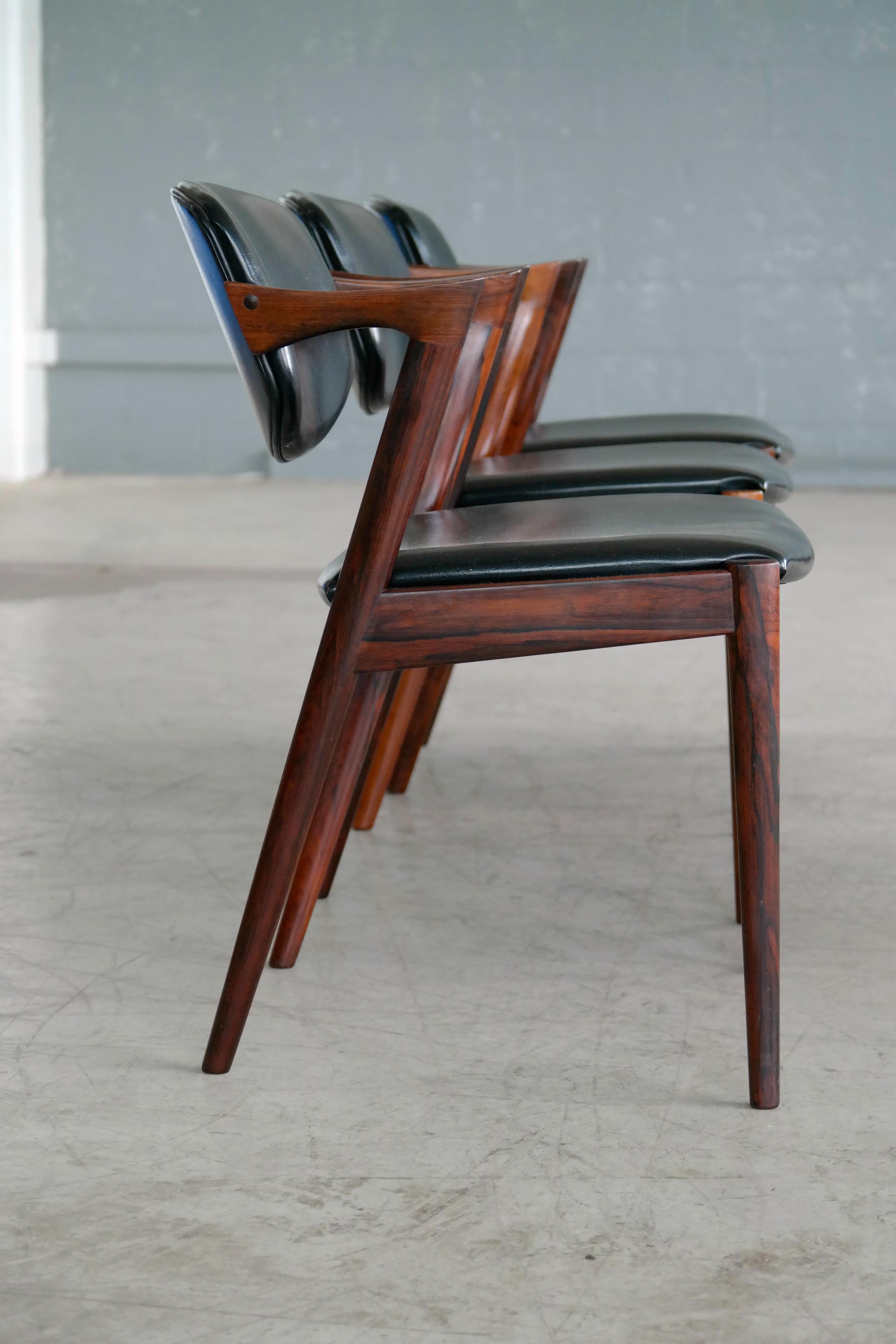Danish Set of Six Kai Kristiansen Model 42 Rosewood Dining Chairs for Schou Andersen