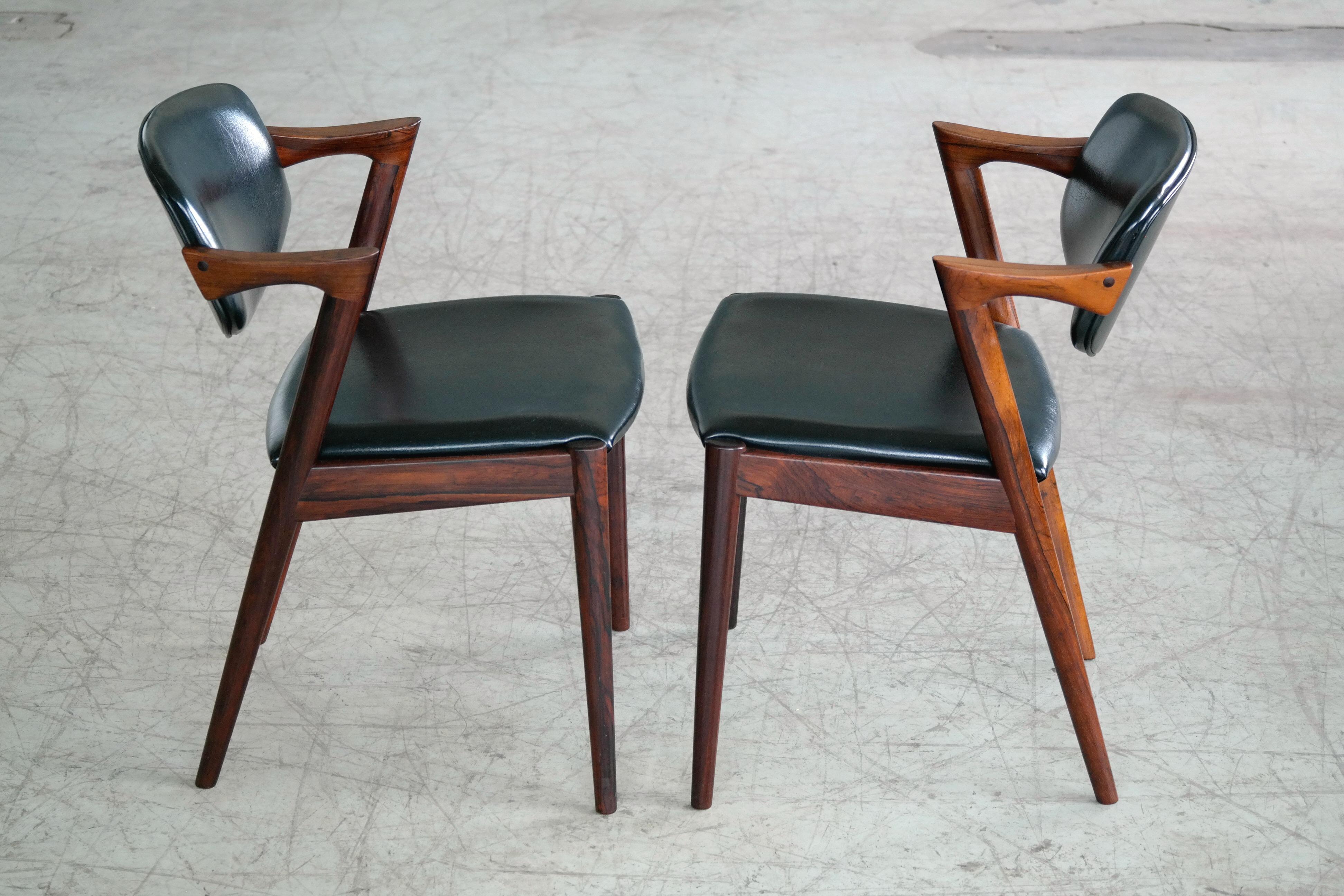 Set of Six Kai Kristiansen Model 42 Rosewood Dining Chairs for Schou Andersen In Good Condition In Bridgeport, CT