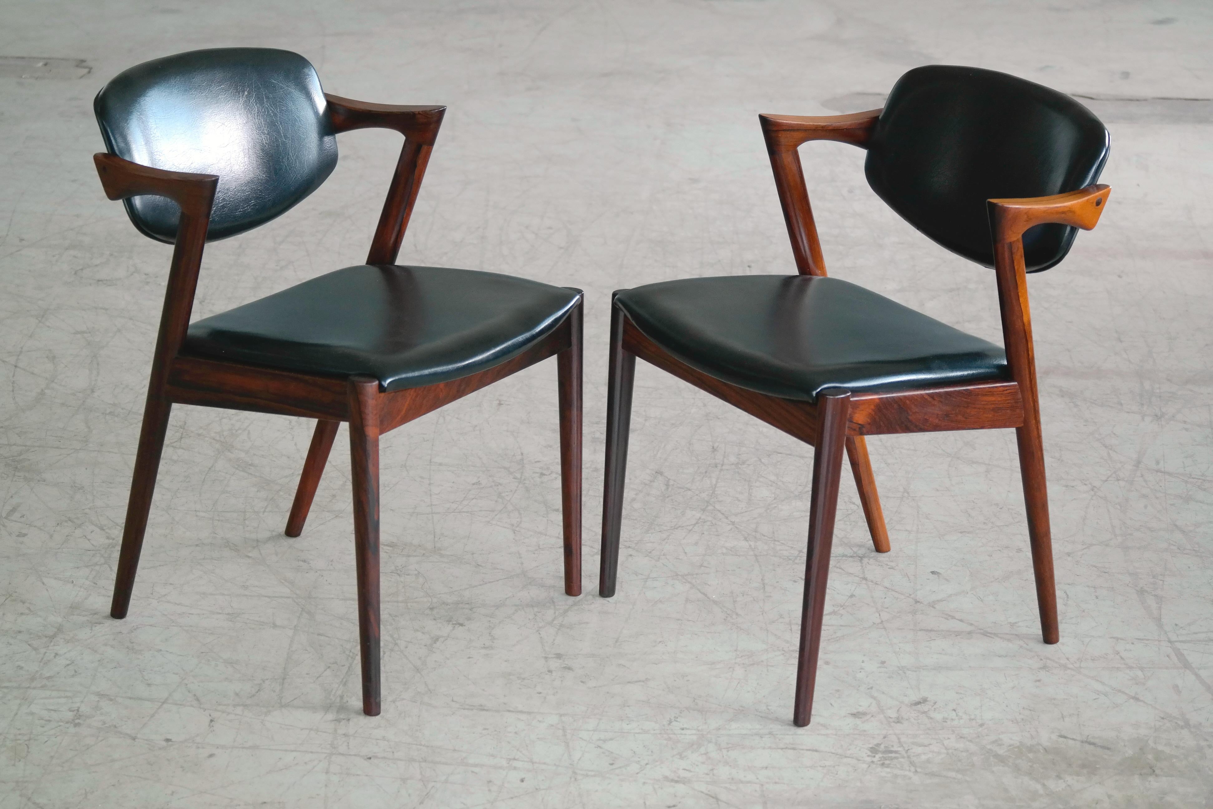 Teak Set of Six Kai Kristiansen Model 42 Rosewood Dining Chairs for Schou Andersen