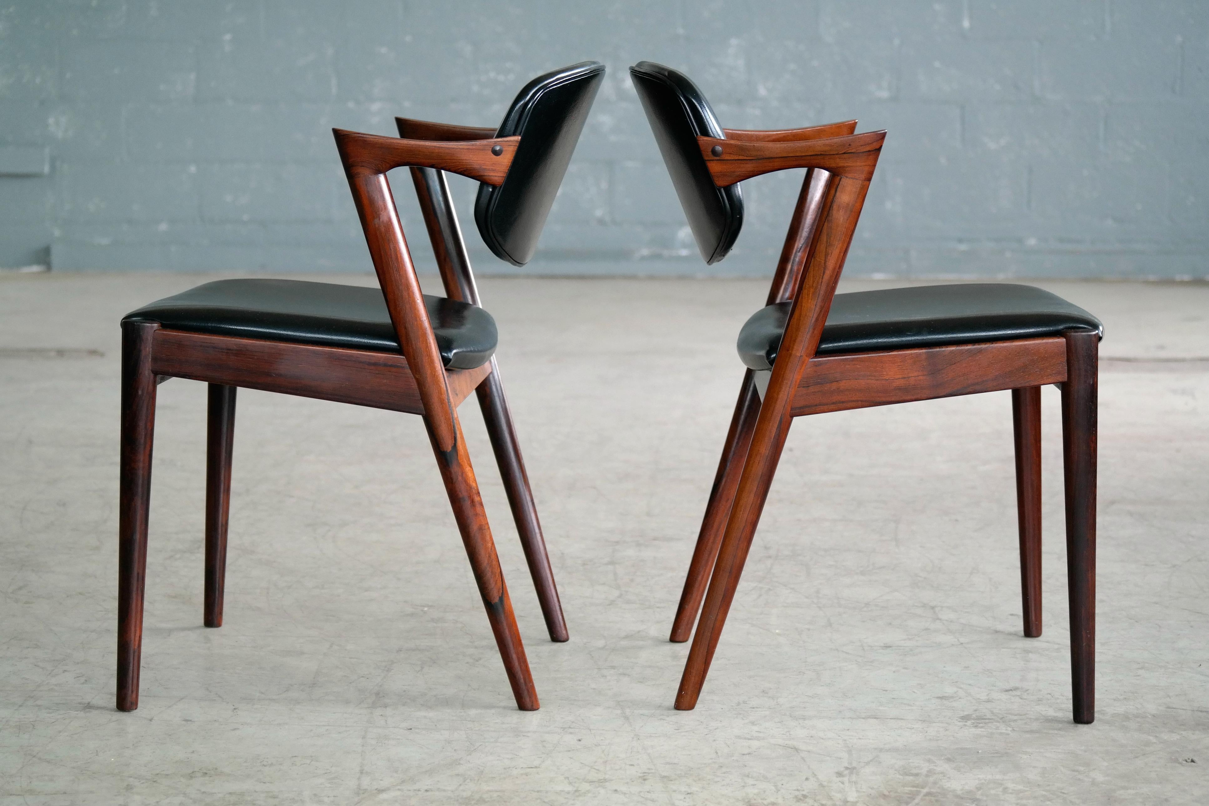 Set of Six Kai Kristiansen Model 42 Rosewood Dining Chairs for Schou Andersen 1