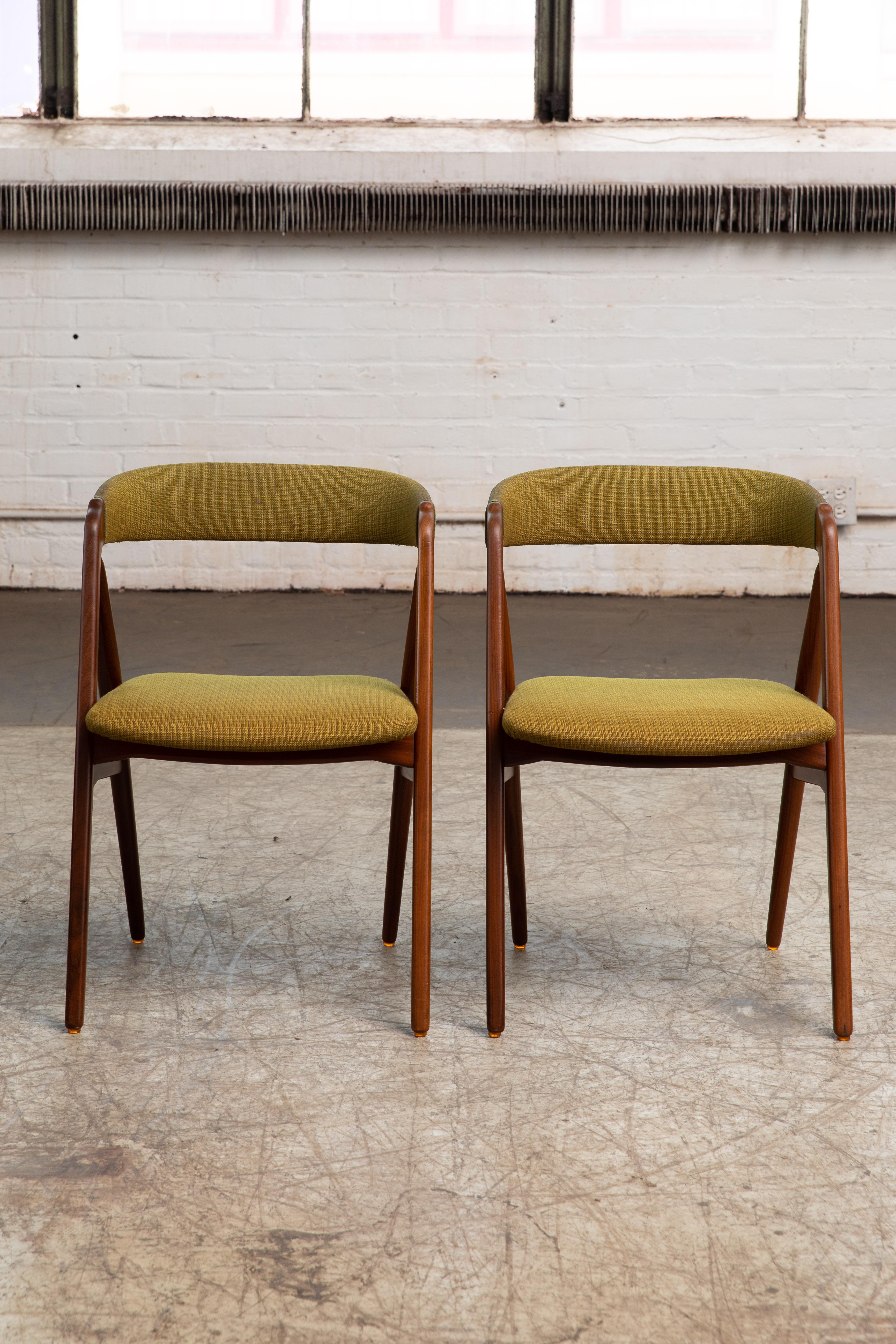 Danish Set of Six Kai Kristiansen Teak A-Frame Dining Chairs in Teak 1950's Denmark