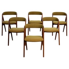 Set of Six Kai Kristiansen Teak A-Frame Dining Chairs in Teak 1950
s Denmark