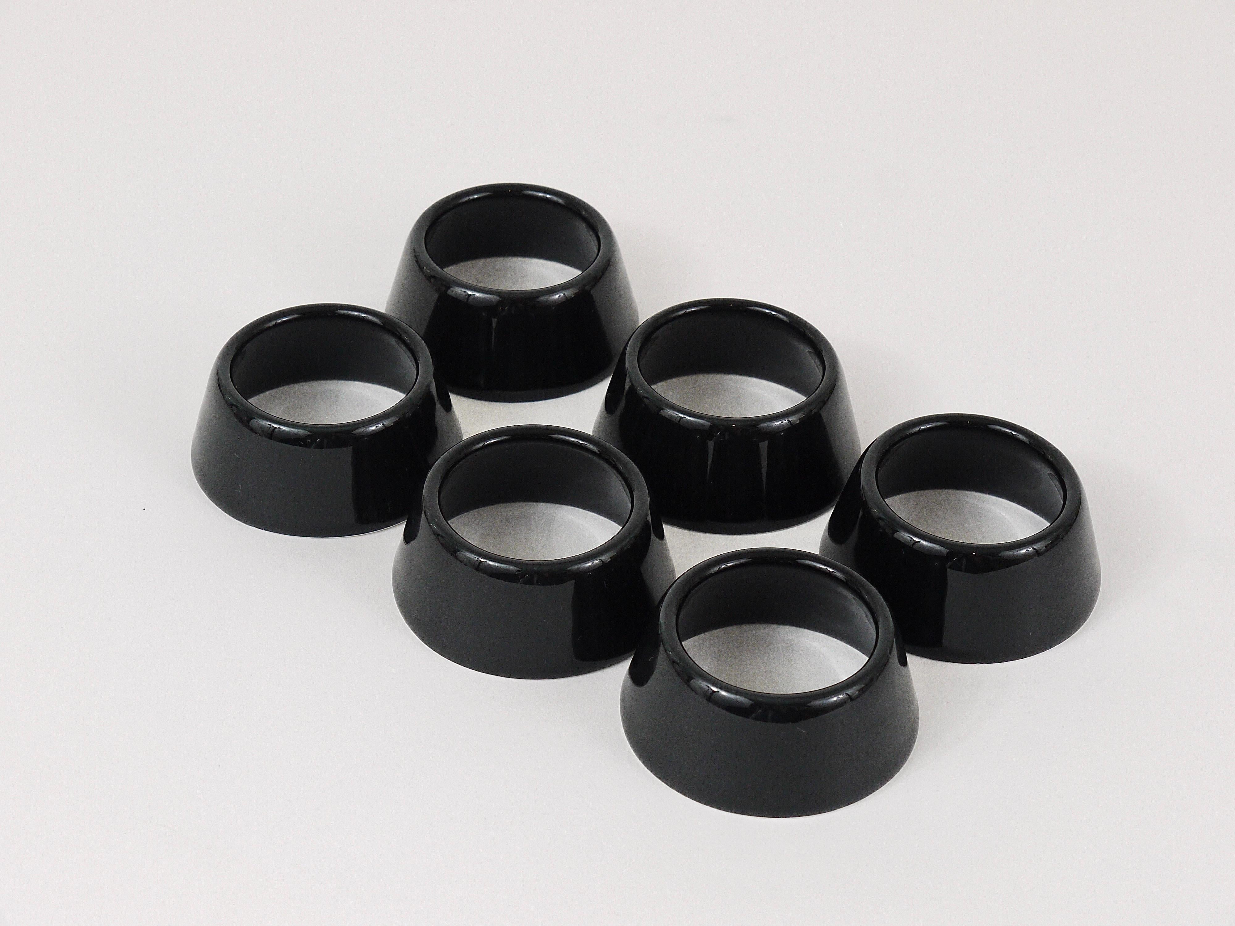 Finnish Set of Six Kaj Franck Arabia Kilta Black Ring Egg Cups, Finland, 1950s For Sale