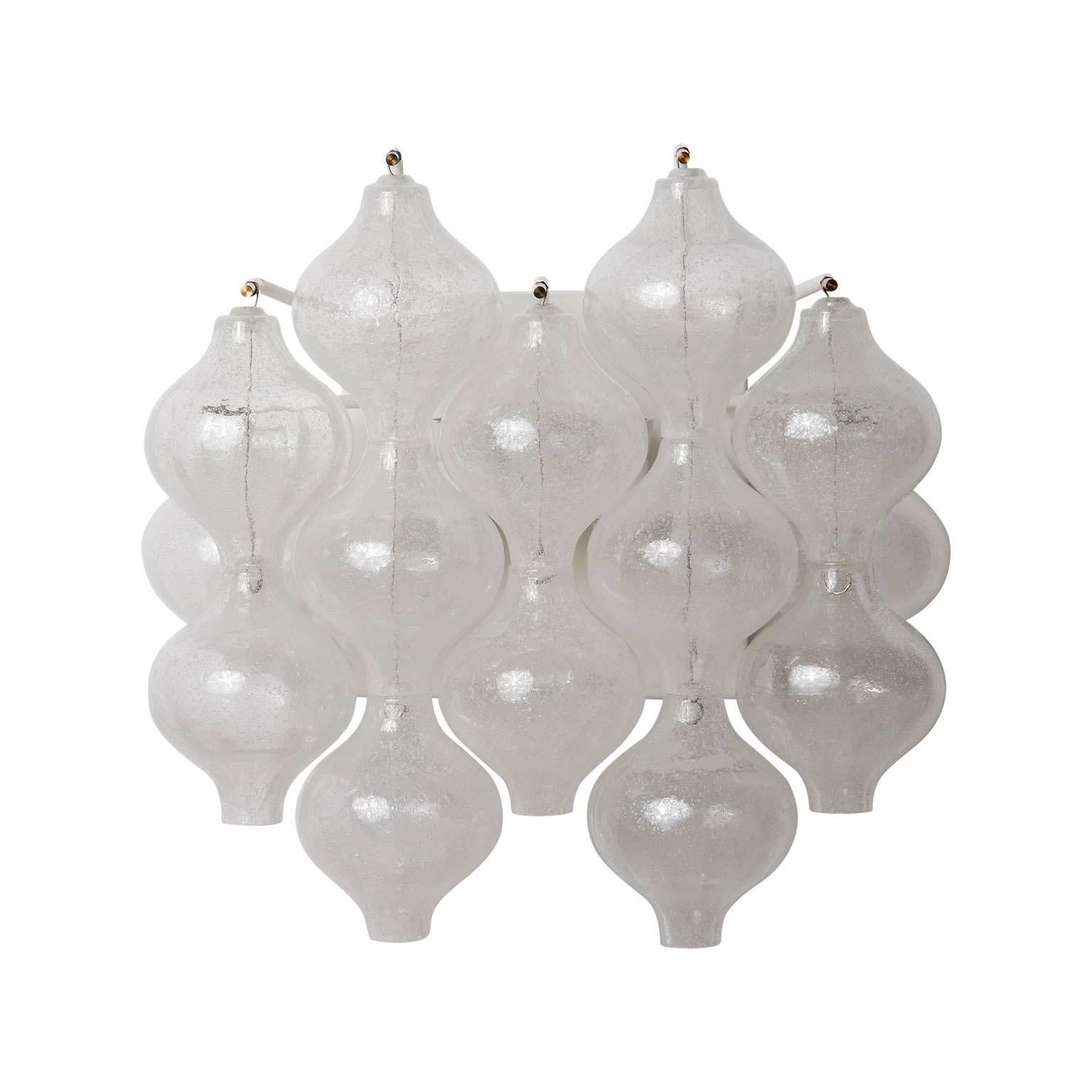 Austrian One of 10 Kalmar 'Tulipan' Wall Lights Sconces, Blown Bubble Glass, 1970s For Sale