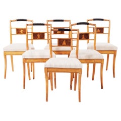 Set di sei sedie da pranzo imbottite Karl Johan in betulla