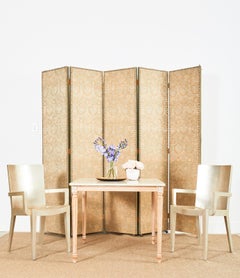 Set of Six Karl Springer JMF Silver Leaf Dining Chairs