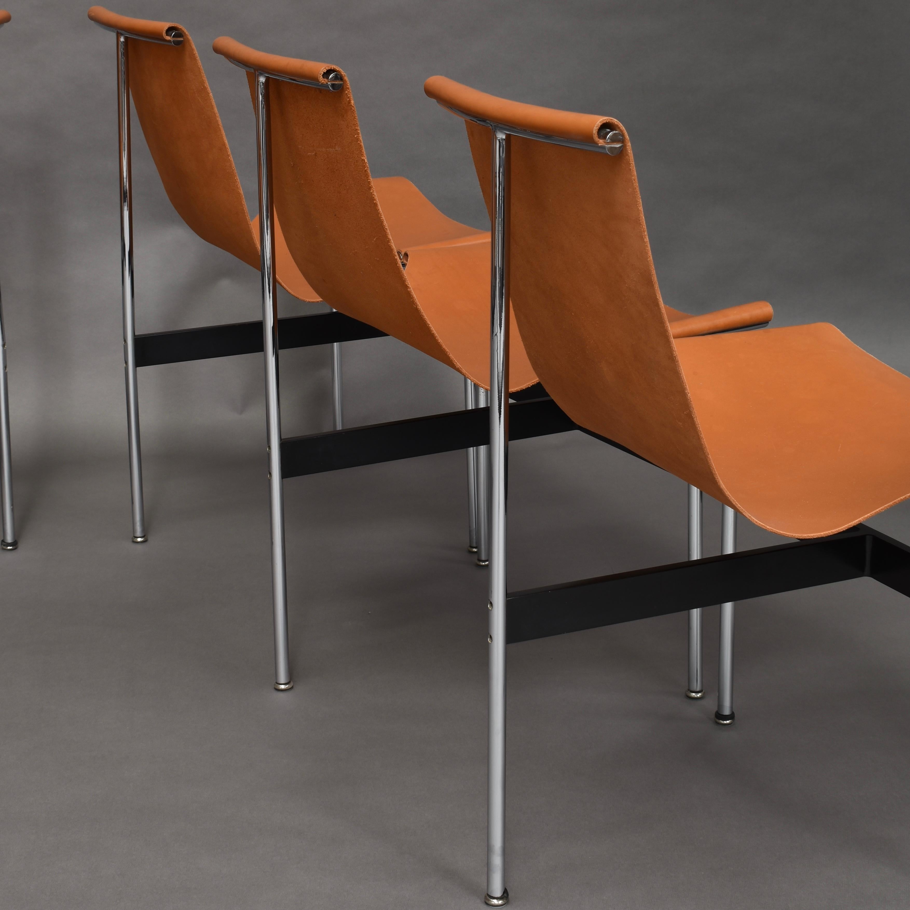 Set of Six Katavolos T-Chairs in Original Tan Leather, USA, 1952 6