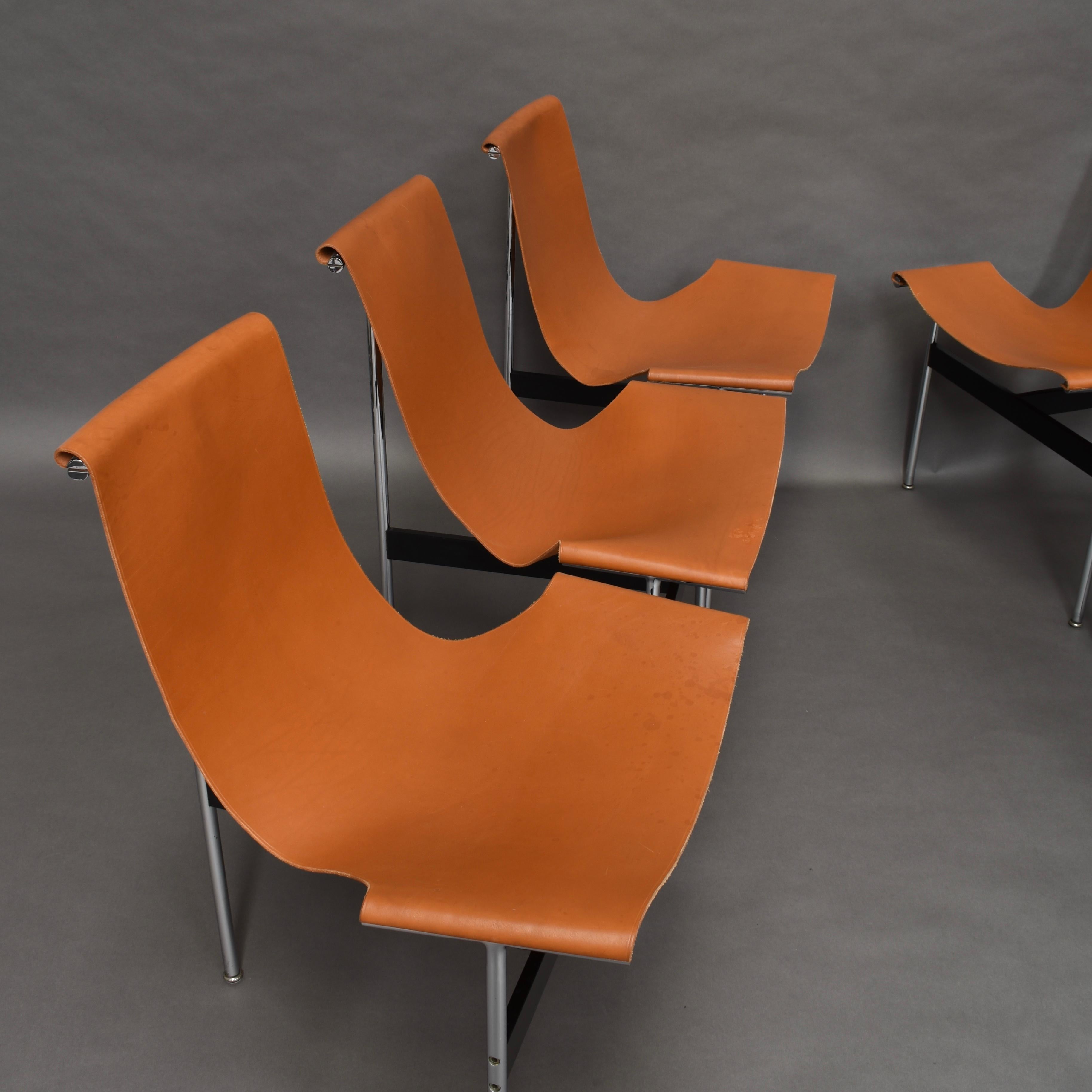 Set of Six Katavolos T-Chairs in Original Tan Leather, USA, 1952 11