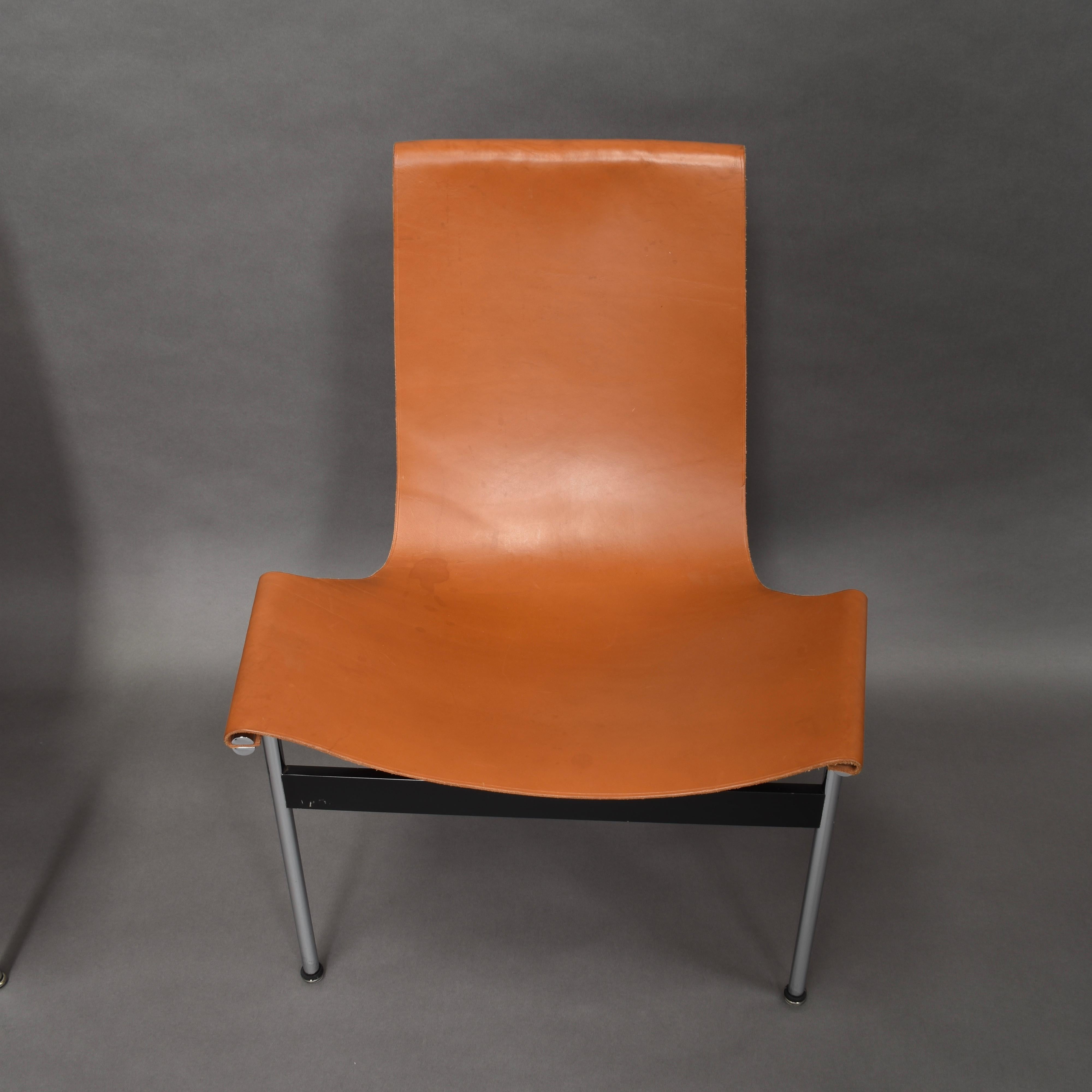 Set of Six Katavolos T-Chairs in Original Tan Leather, USA, 1952 3