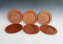 Set of Six Kay Bojeson Turned Teak Wood Cover Plates Denmark