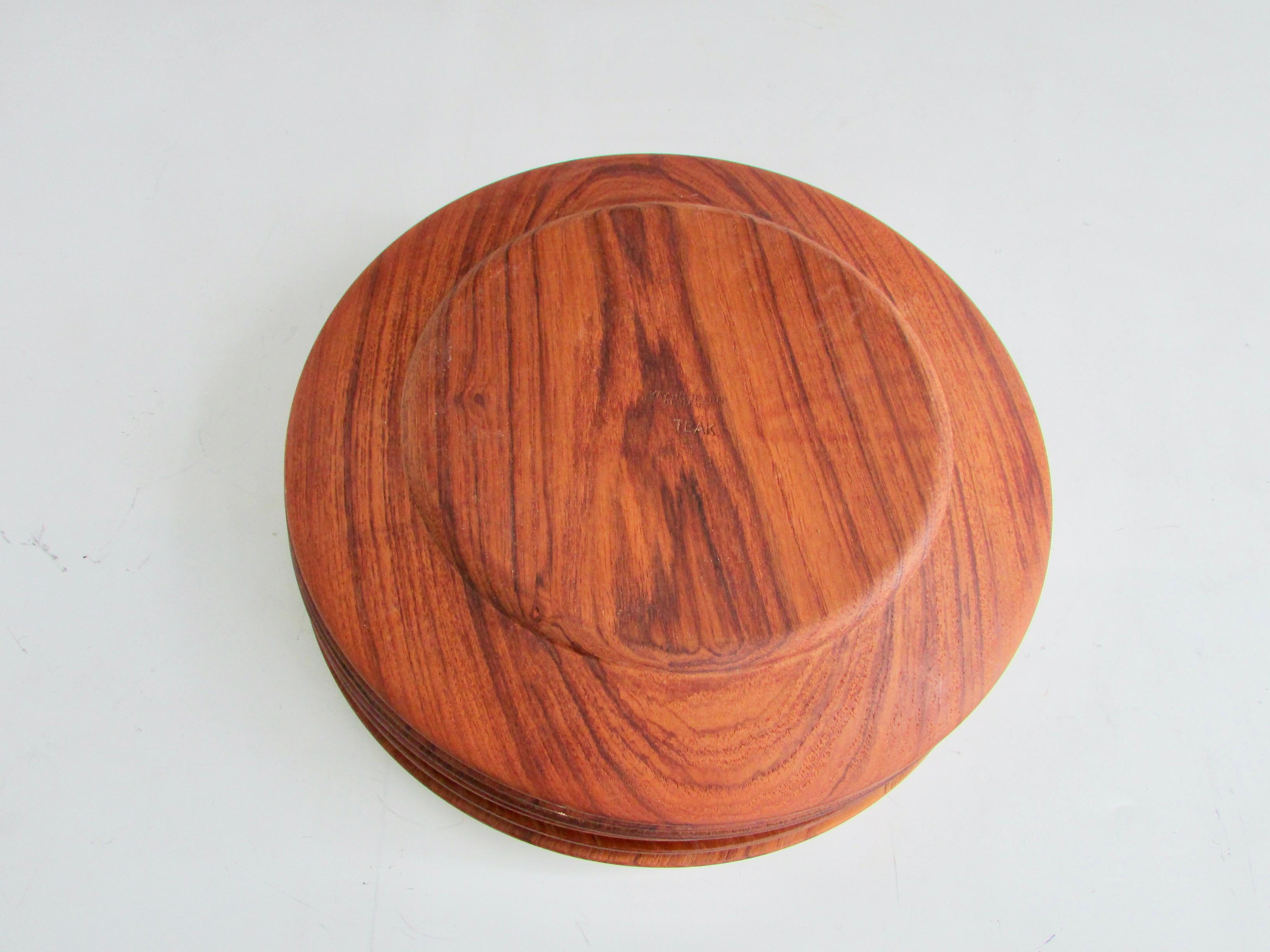 Set of Six Kay Bojeson Turned Teak Wood Cover Plates Denmark 3