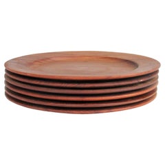 Set of Six Kay Bojeson Turned Teak Wood Cover Plates Denmark