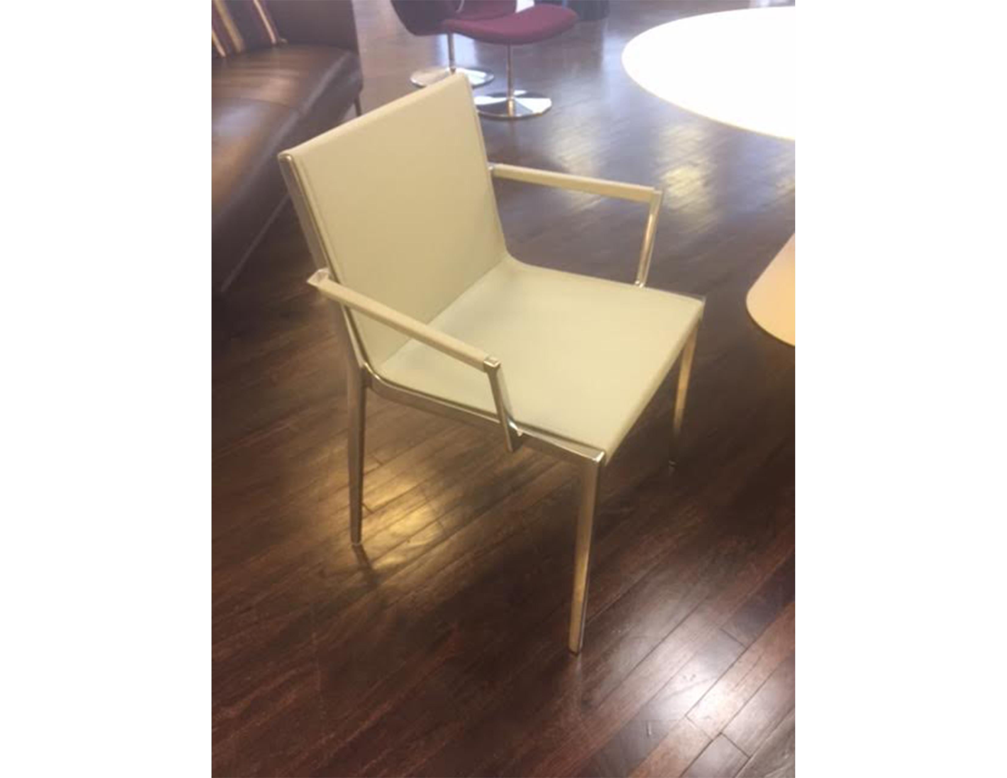 German Set of Six KFF Unique Stackable Leather Chairs with Polished Aluminum Frame