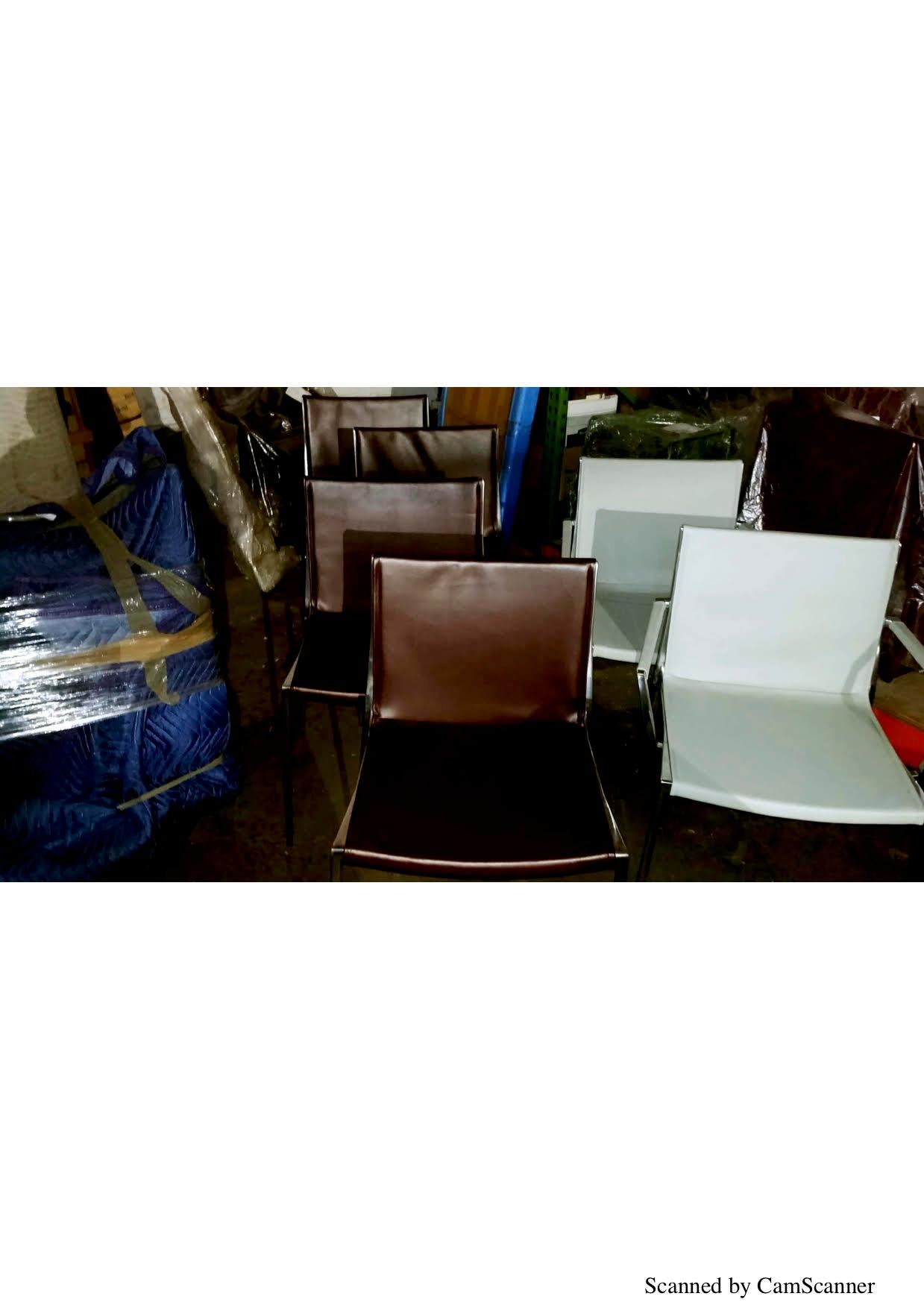 Set of Six KFF Unique Stackable Leather Chairs with Polished Aluminum Frame 2