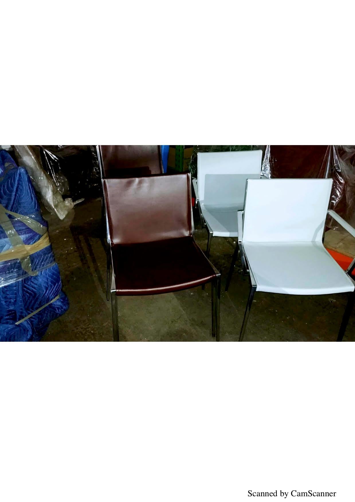 Set of Six KFF Unique Stackable Leather Chairs with Polished Aluminum Frame 3