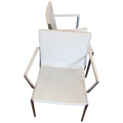 Set of Six KFF Unique Stackable Leather Chairs with Polished Aluminum Frame