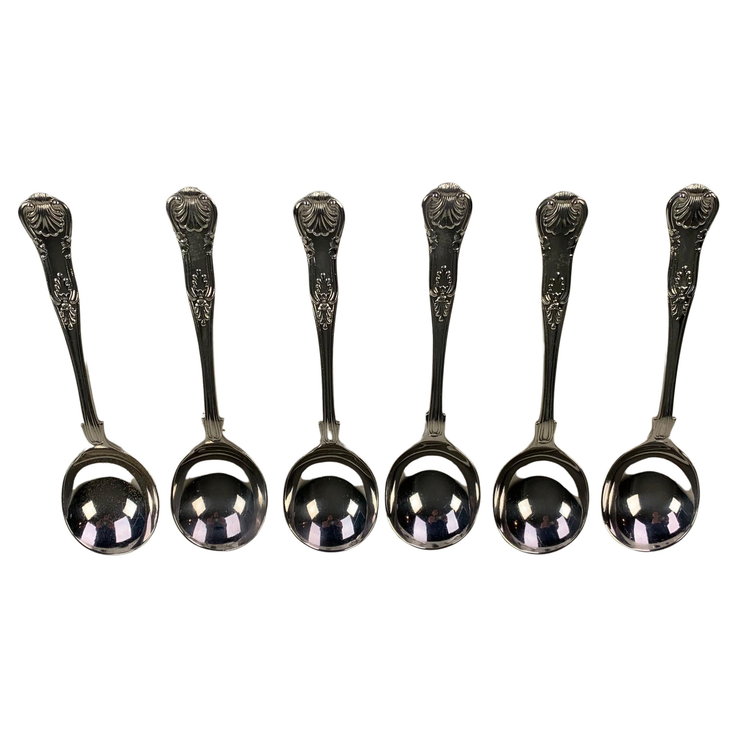 Set of Six Kings Pattern Silver Sauce Ladles For Sale