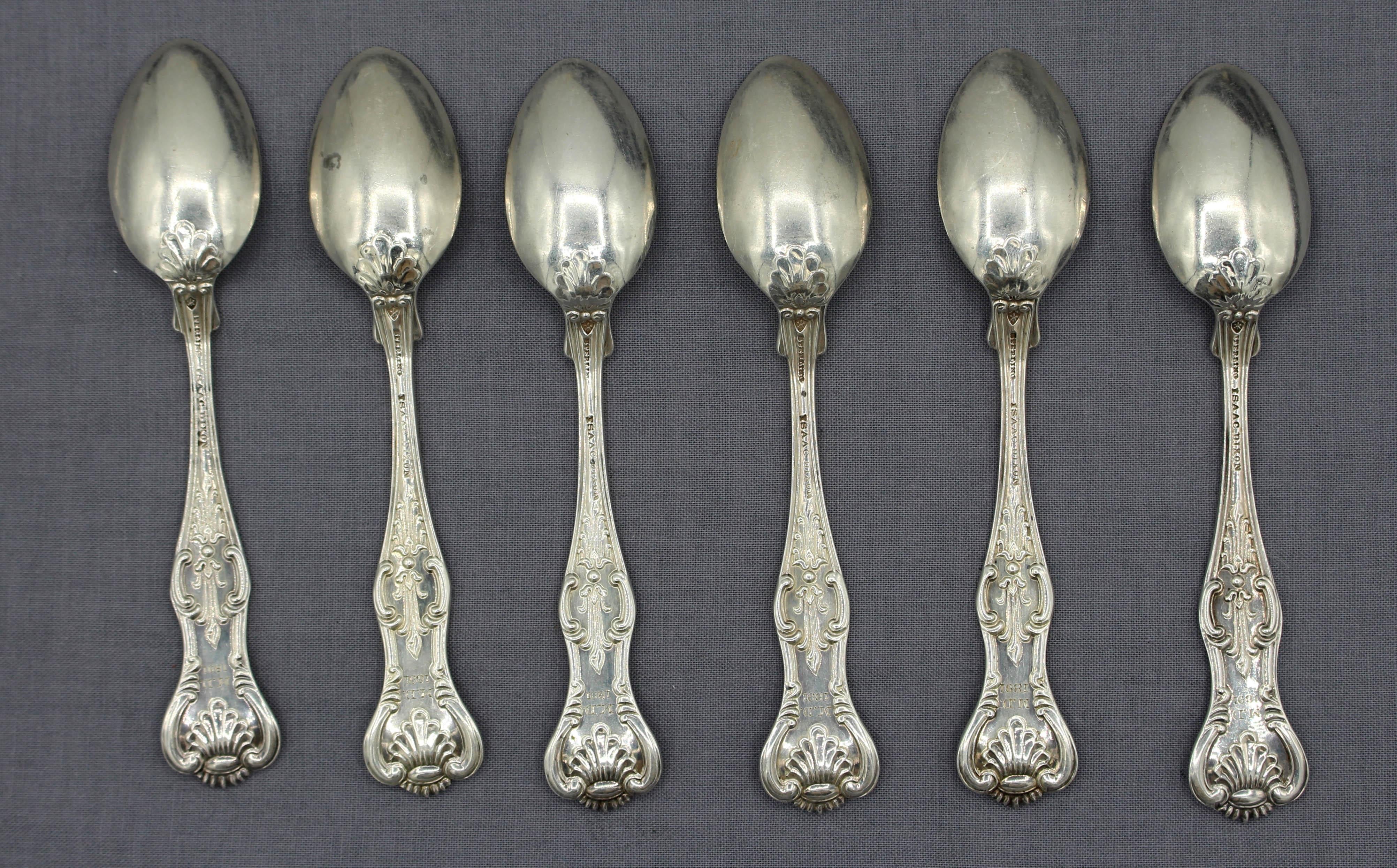 Set of 6 sterling silver five o'clock spoons 