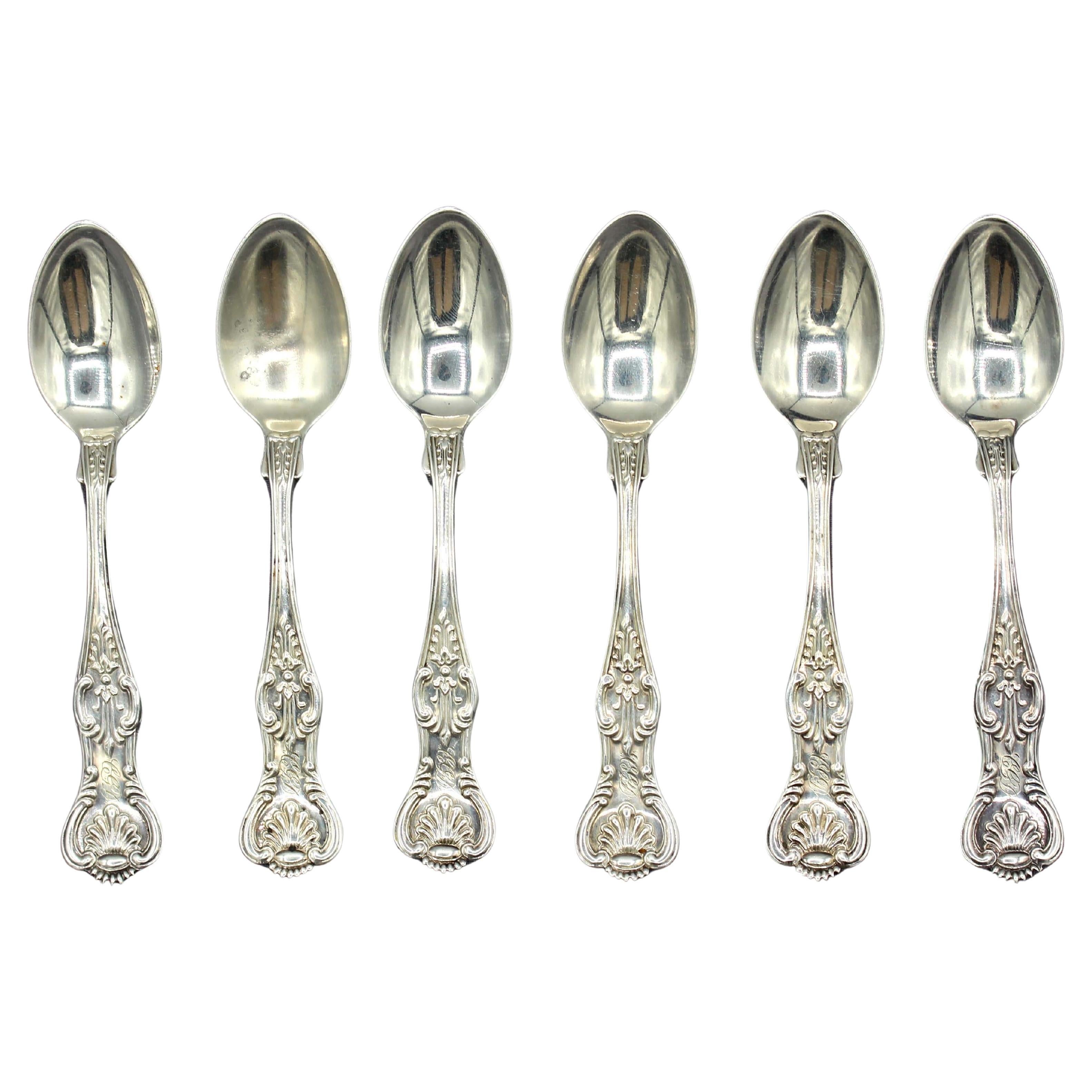 Set of Six "King's" Pattern Sterling Silver Five O'Clock Spoons For Sale