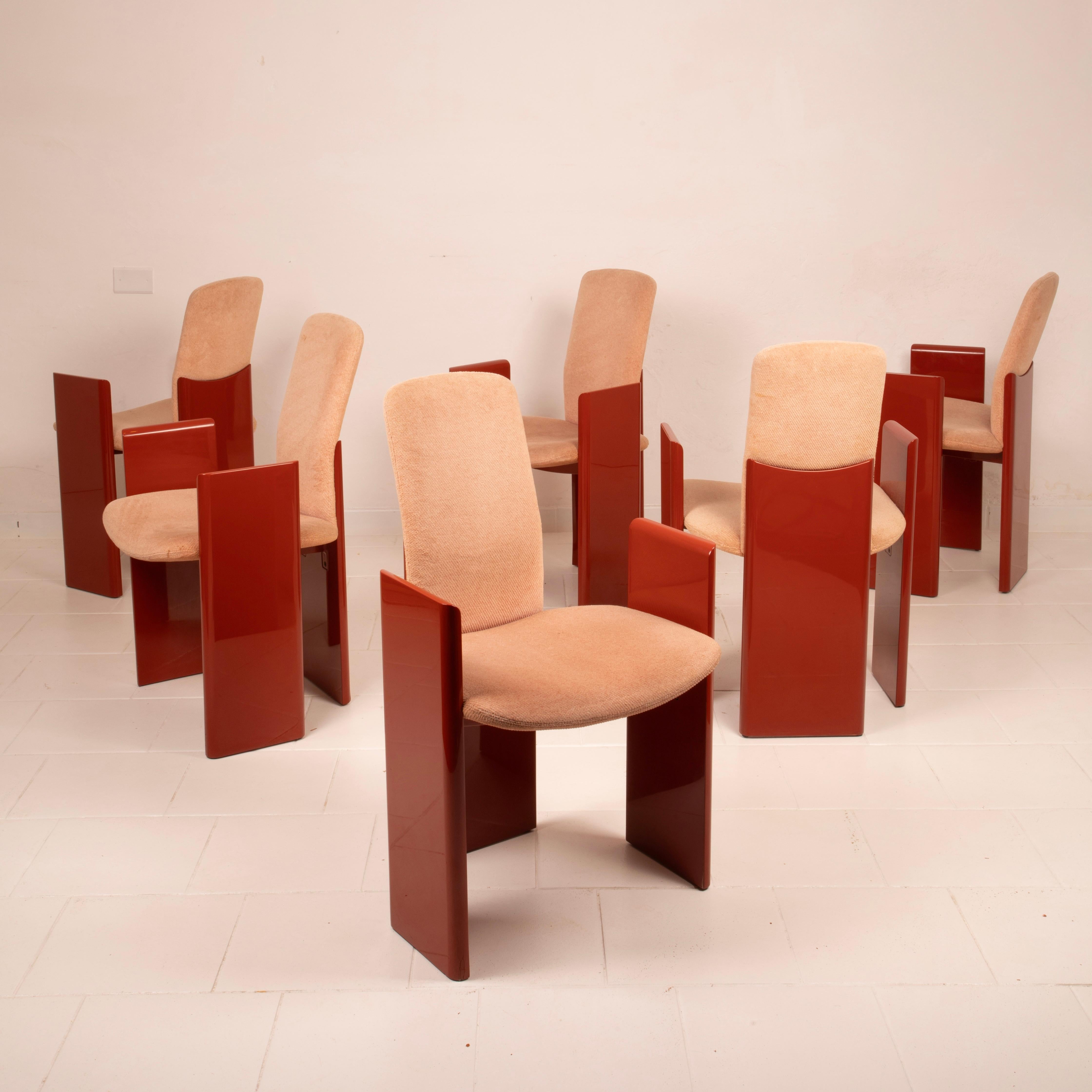 Velours Ensemble de six chaises 