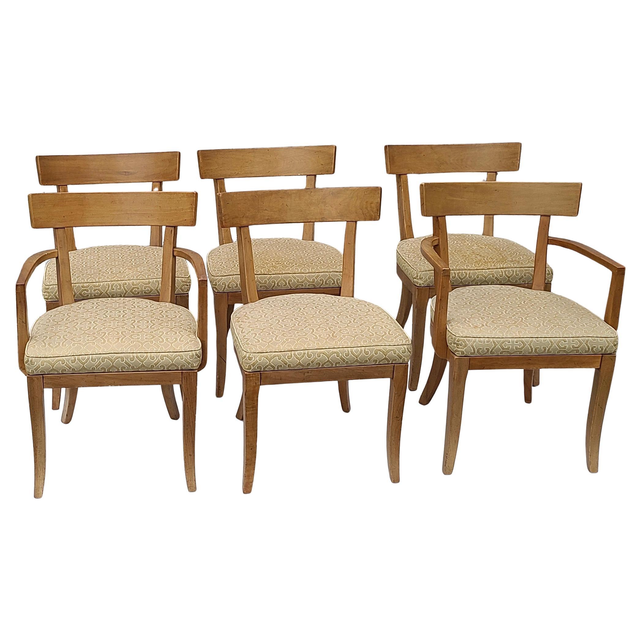 Set of Six Klismos Chairs by Baker Furniture Walnut