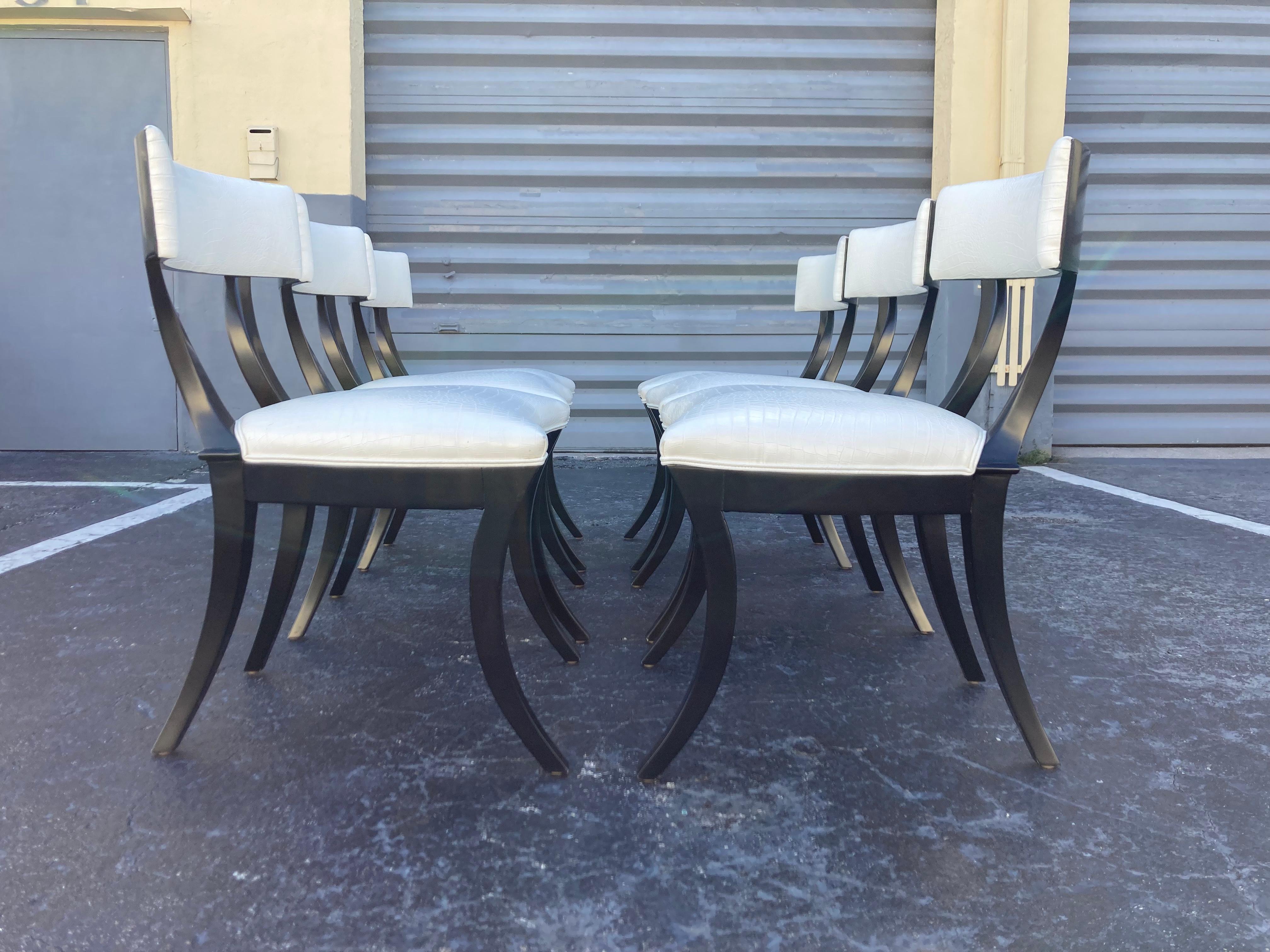 Set of Six Klismos Dining Chairs by Artistic Frame NY, Olympia Chair, Leather 10