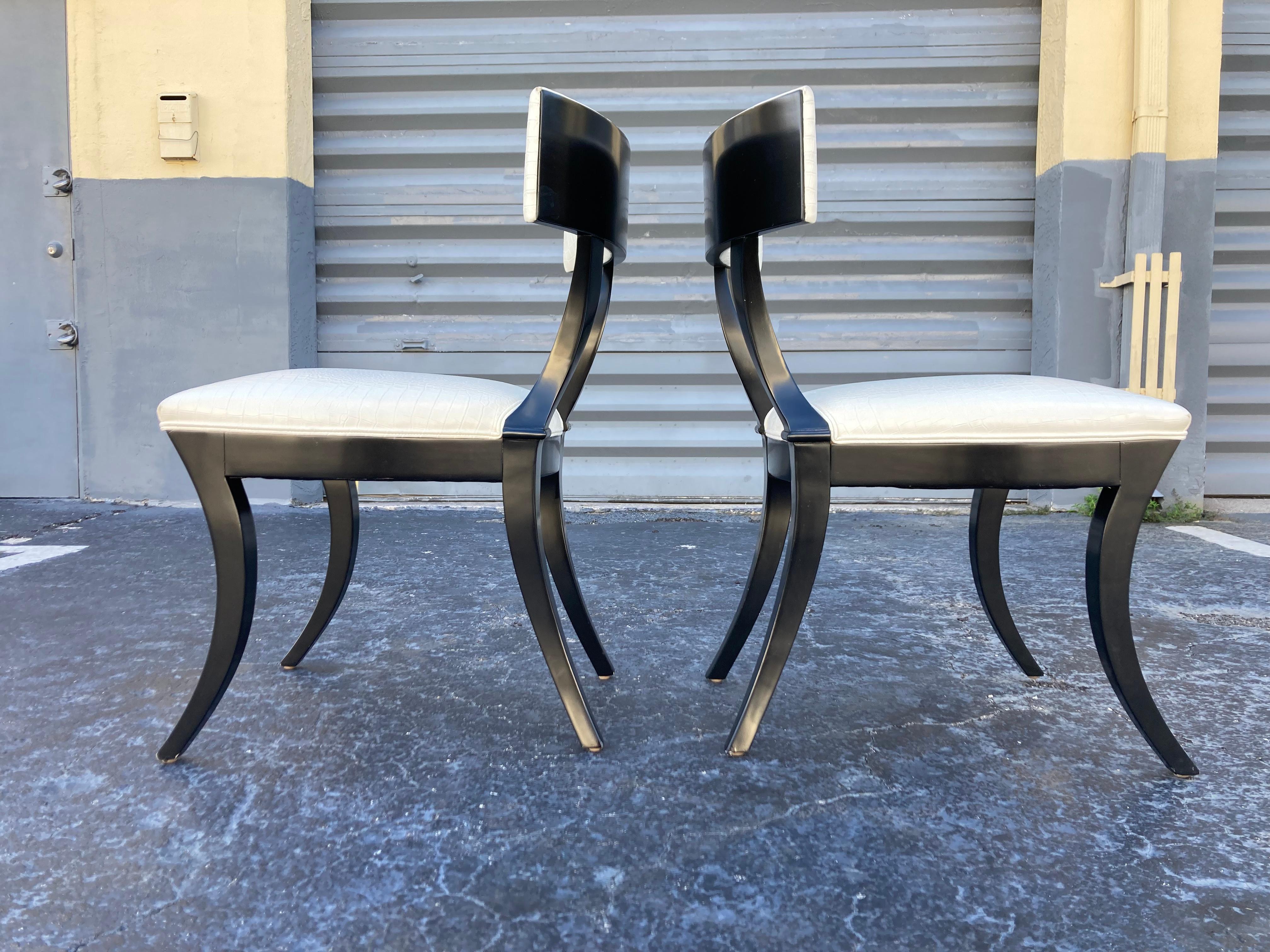 Set of Six Klismos Dining Chairs by Artistic Frame NY, Olympia Chair, Leather In Good Condition In Miami, FL