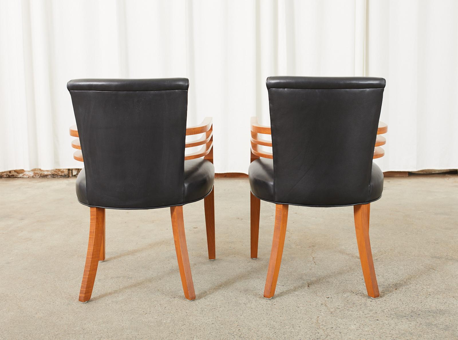 Set aus sechs Knoll-Esszimmerstühlen aus Leder im Art-déco-Stil  im Angebot 5